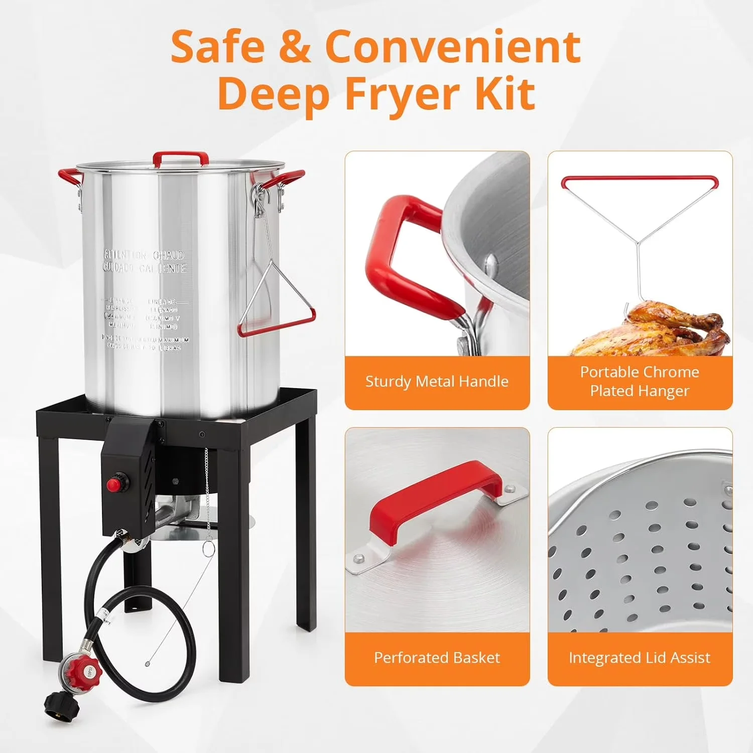 Outdoor Fryer Modern with Propane Stove Burner Stand, Turkey Deep, Aluminum Seafood Crawfish Boiler Pot - Black+Original Model 5C9FC3