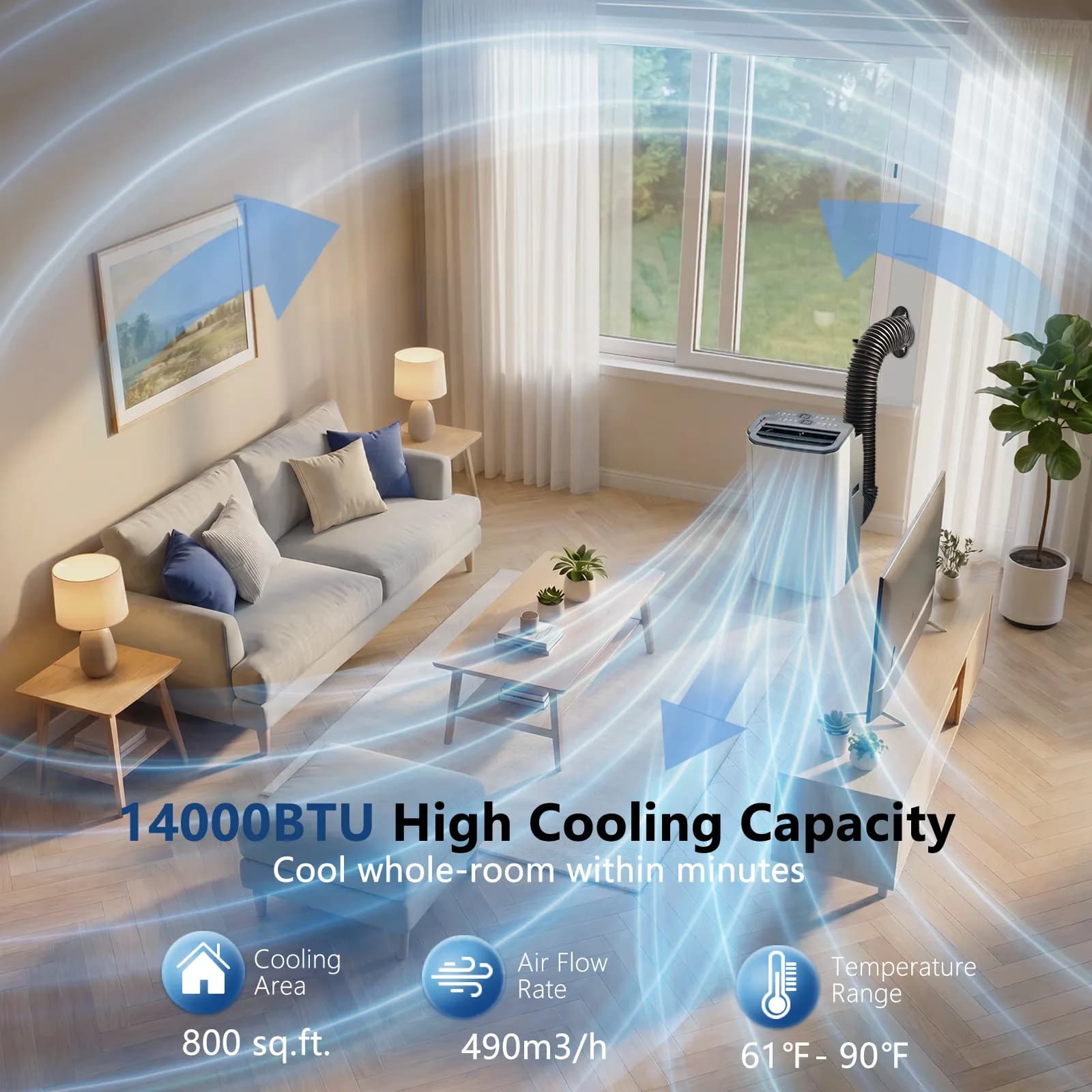 Professional Air Conditioner with 14000 BTU, Timer, Remote - 24H - Universal Fit Model 9D54C1
