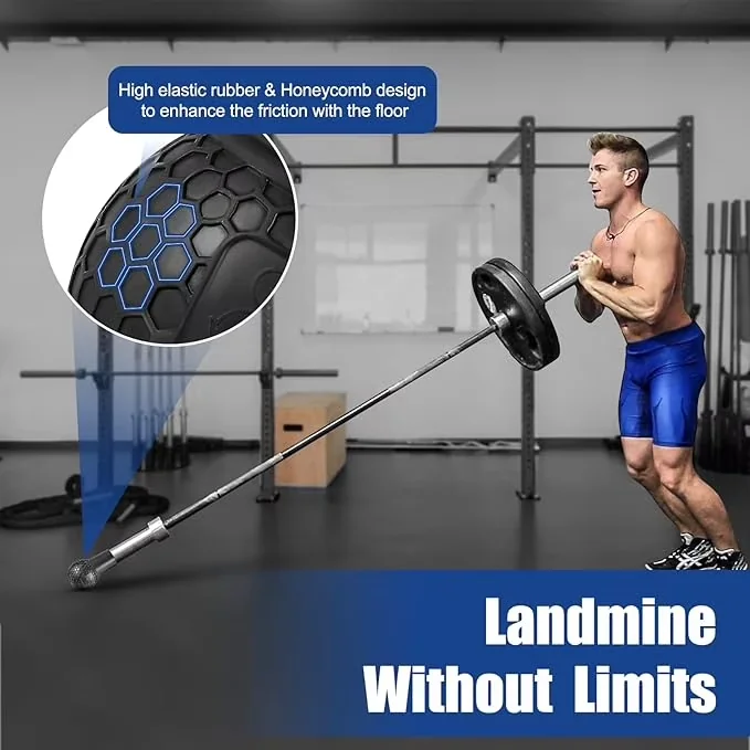 Compact Home Gym Accessory with Heavy Duty, Landmine Attachment - Rubber Black Model 8C4D6B