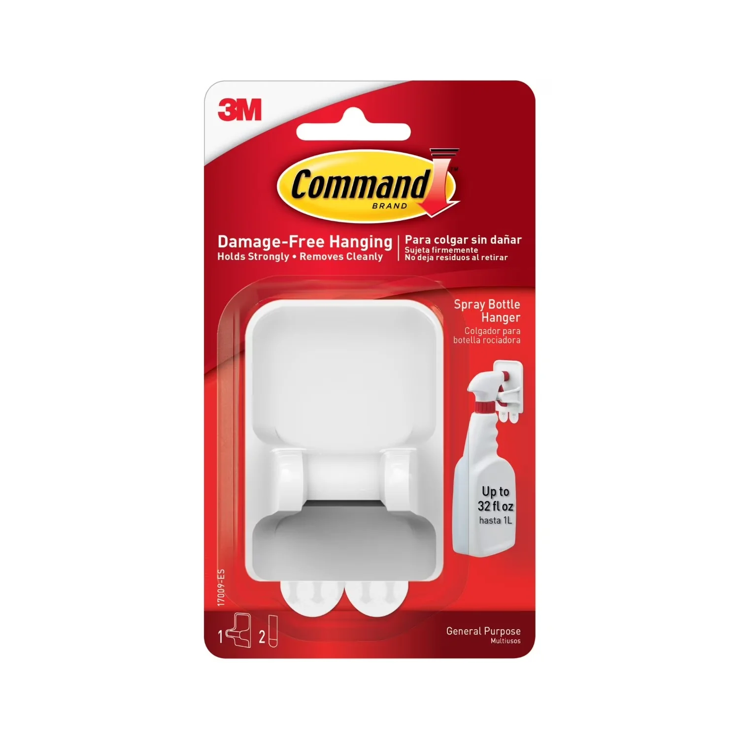 Damage-Free Hanging Compact with Easy Installation, 1 Hanger, 2 Large Strips - White Plastic Model A8D71D