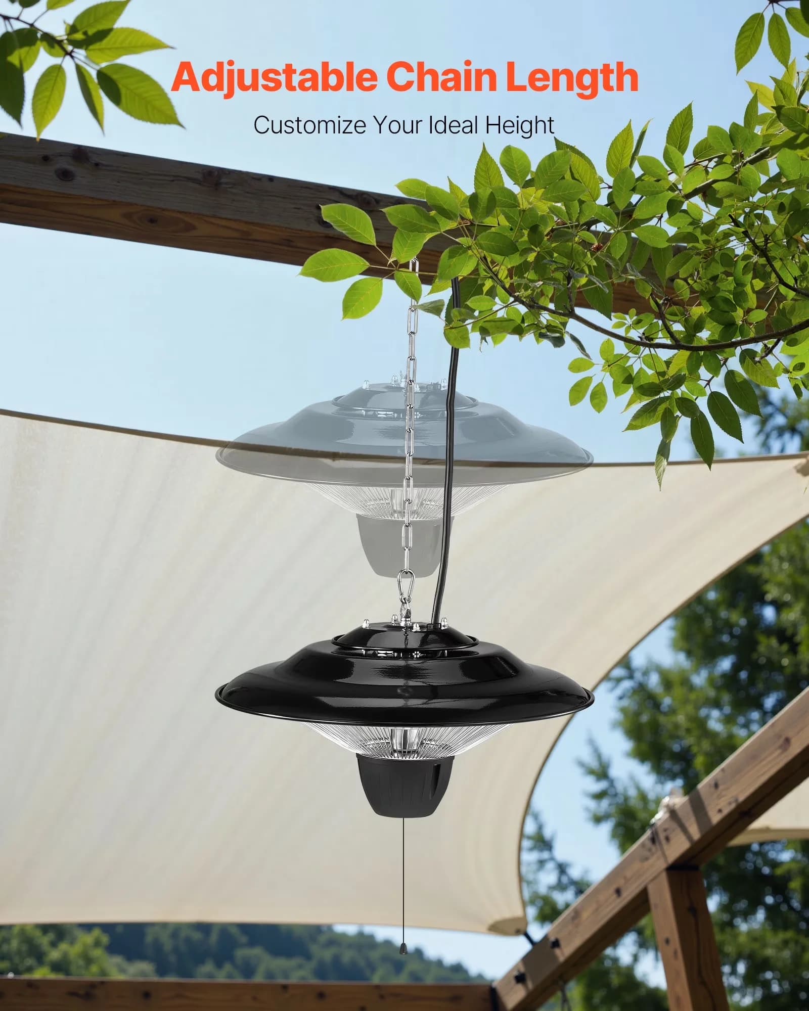 Durable Outdoor Heating with 1500W, Adjustable Height, IP34 Protection - Black Model CCCEA4