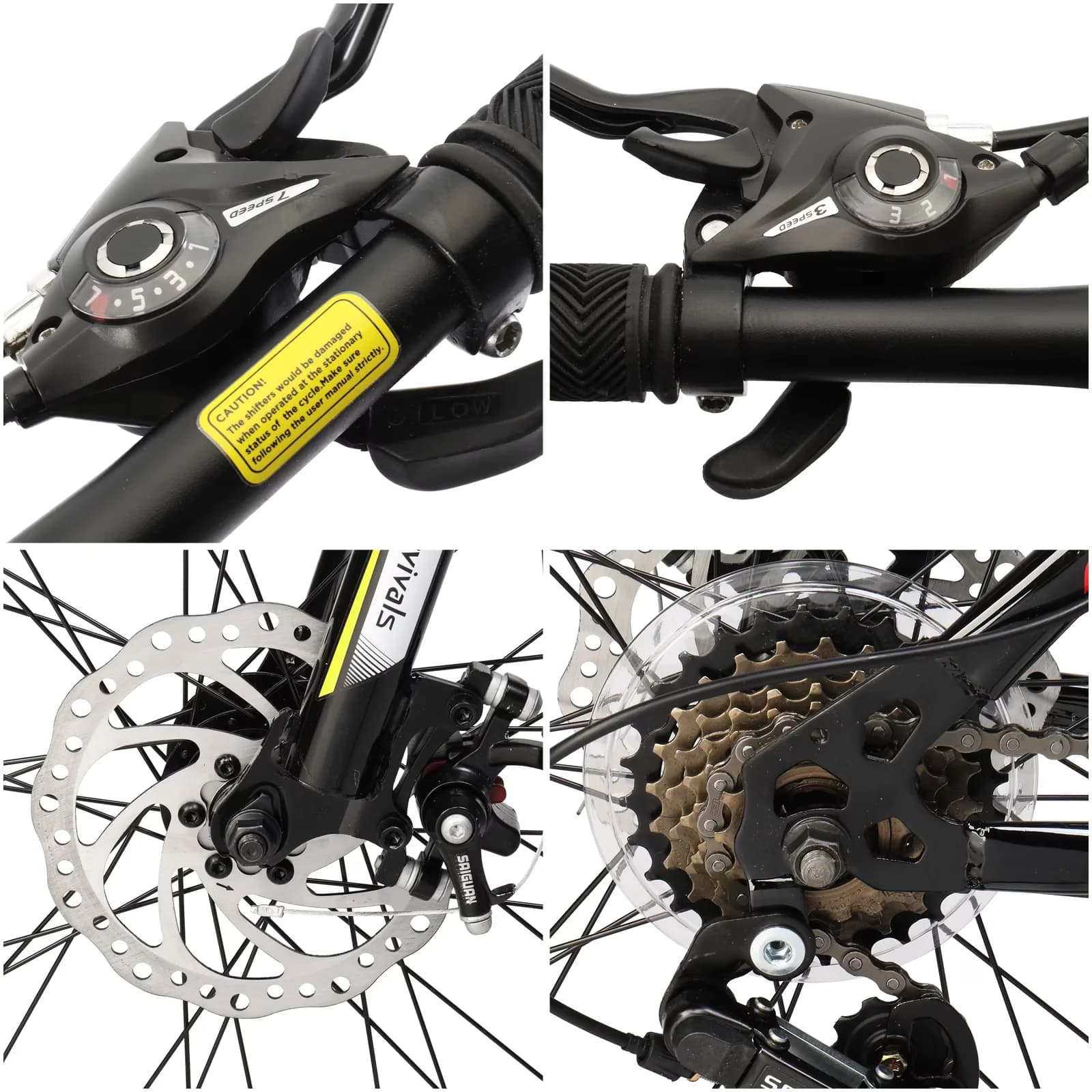 Versatile Mountain Bike with Adjustable Handlebar Height, Adjustable Speed - Yellow Model 99D4DF