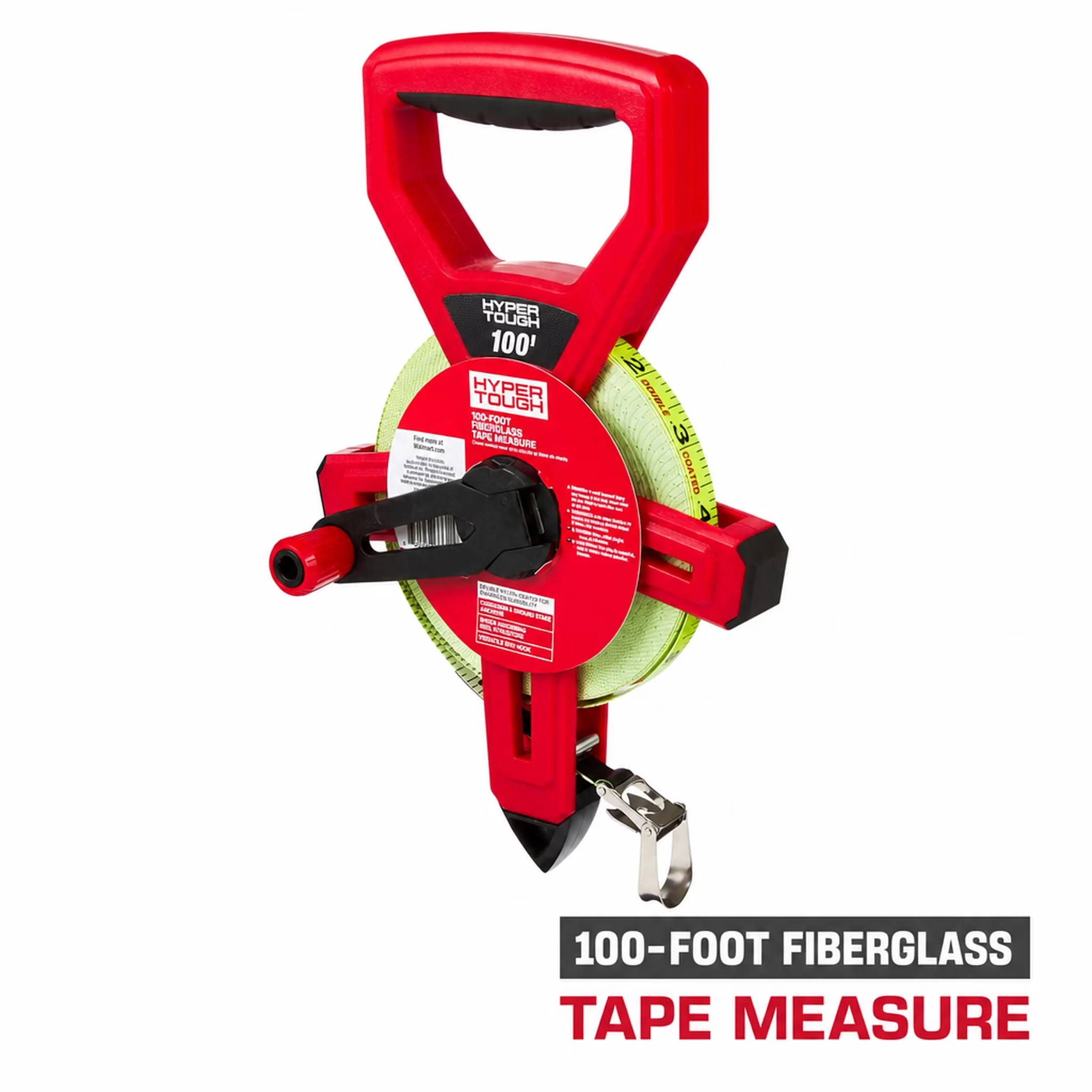 Durable Measuring Layout with Durable, Ground Stake, 100-Foot Fiberglass Tape Measure - Red Fiberglass Model 5CEB53