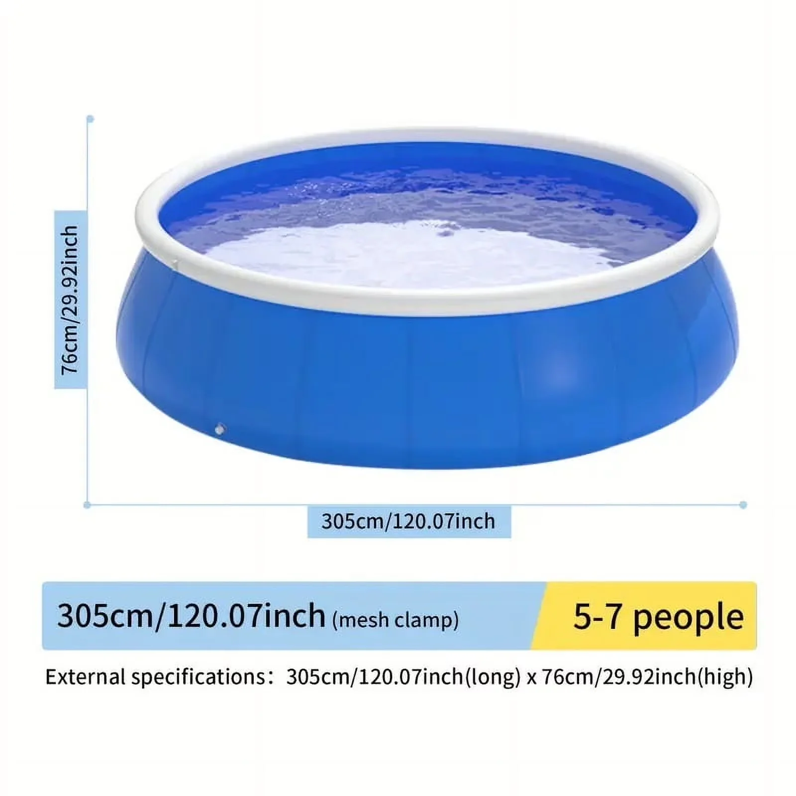 Reliable Inflatable Pool - Blue for Garden 120x30in - Commercial Quality Model FC9844