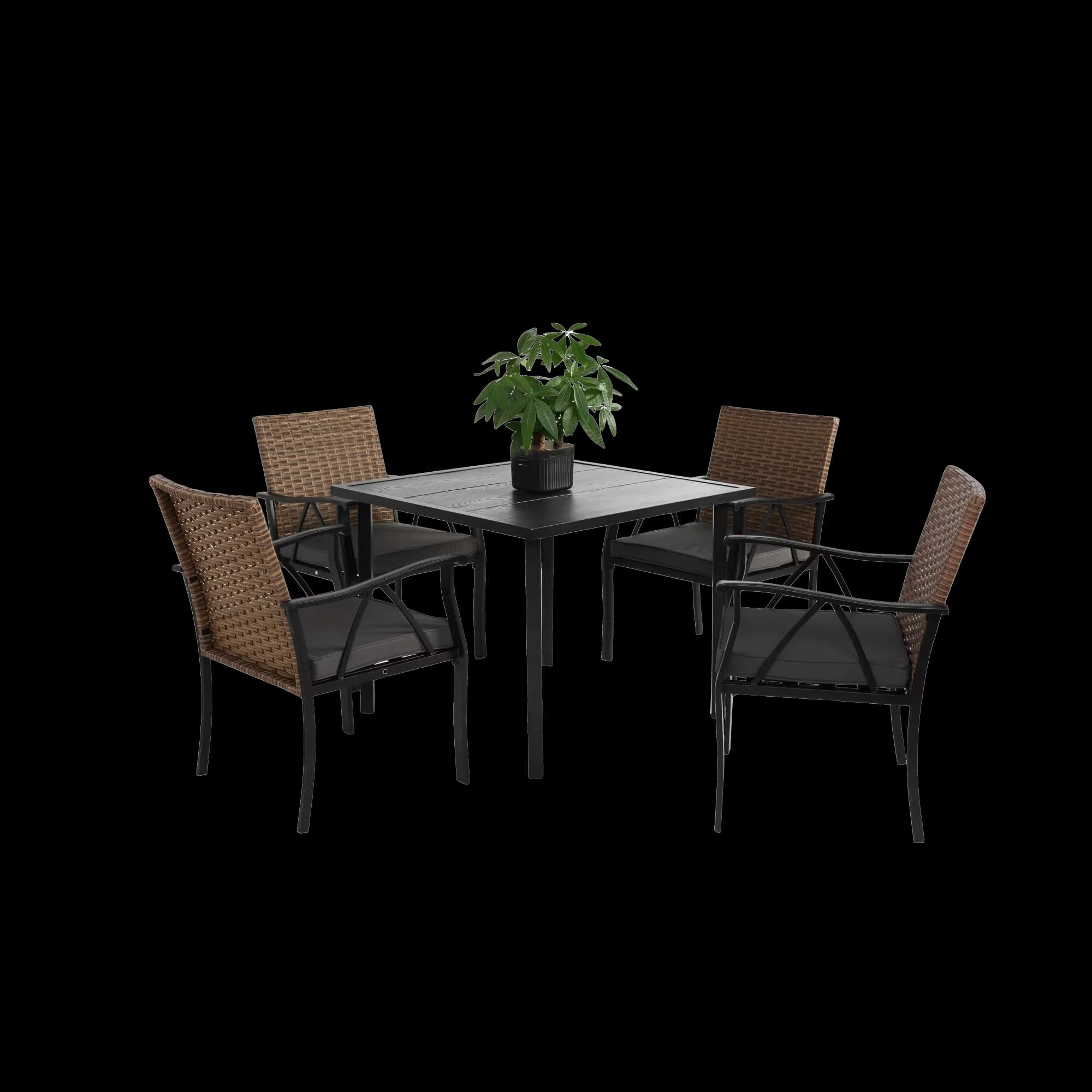 Compact Patio Dining Set with Weatherproof, Portable - Steel Brown for Patio, Garden Model 45E6E5