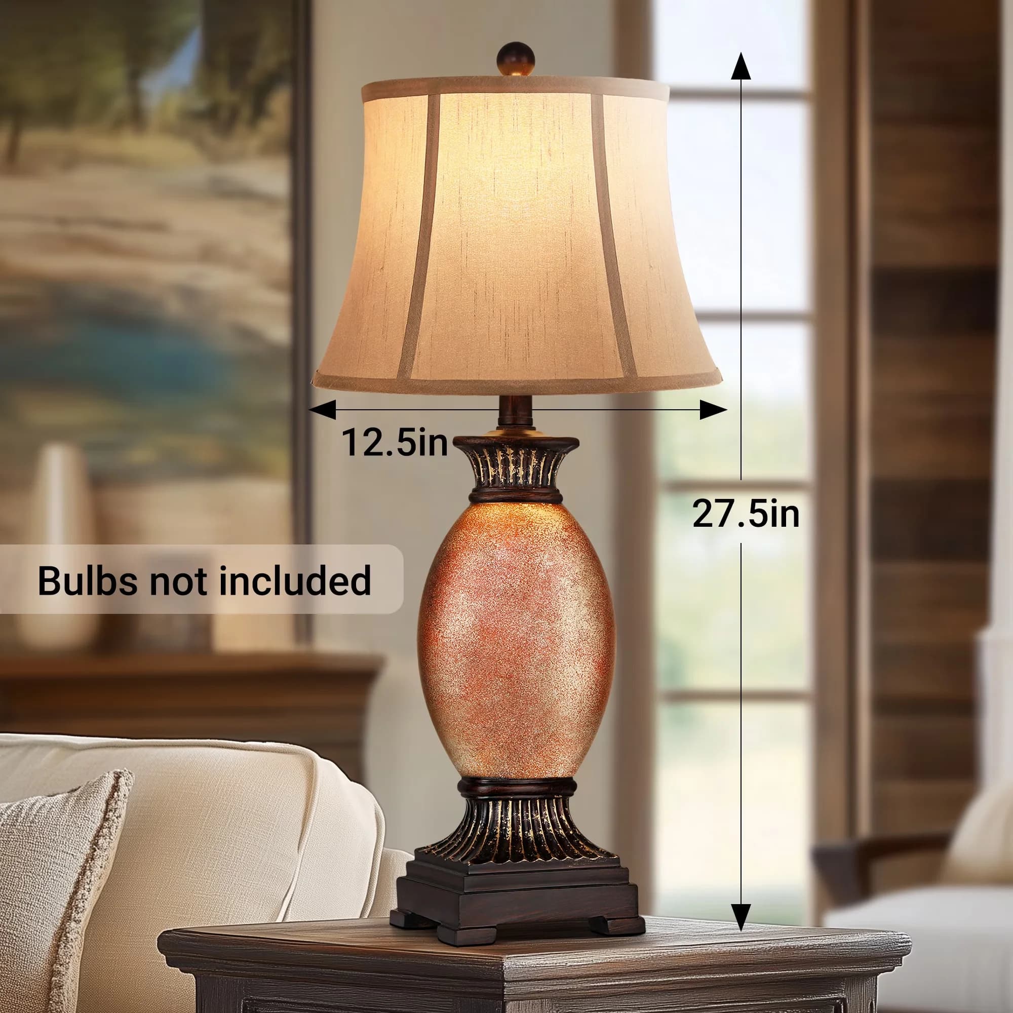 Lamp Premium with LED, Eco Friendly, Art Deco - Brown Resin for Living Room, Bedroom Model 989552