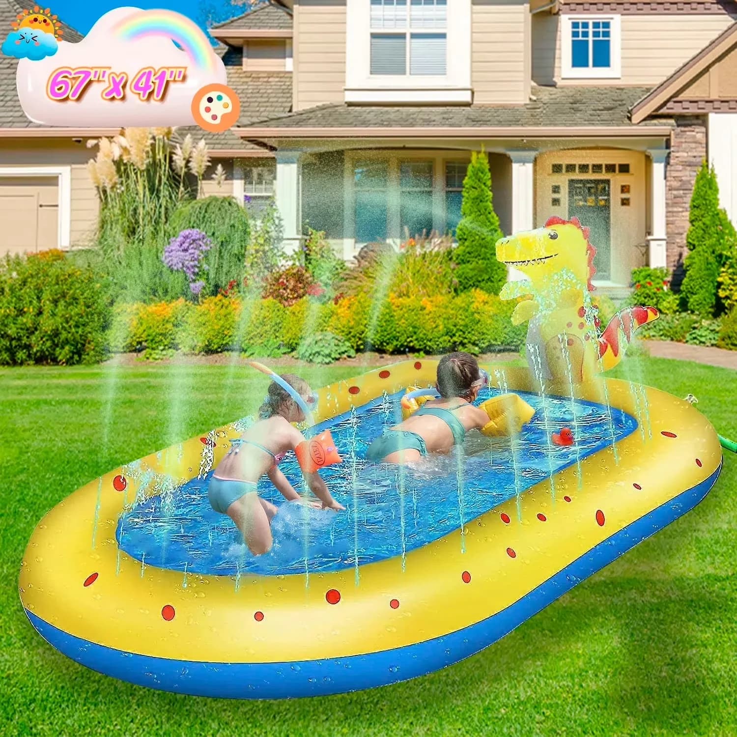 Quality Inflatable Pool with Fade Resistant, Play Center Water Toys, Dimensions: 67 x 41 x 26in for Outdoor - Model 348EF7