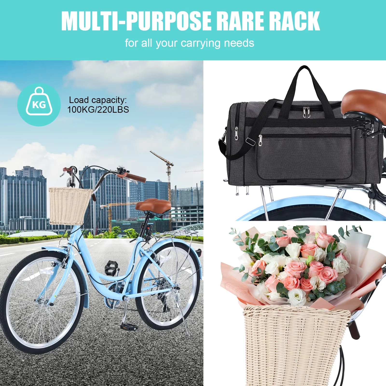 Versatile Cruiser Bike with Adjustable Seat Height, 7 Speed Commute, Step-Through Bicycle - Model 6BB8B2