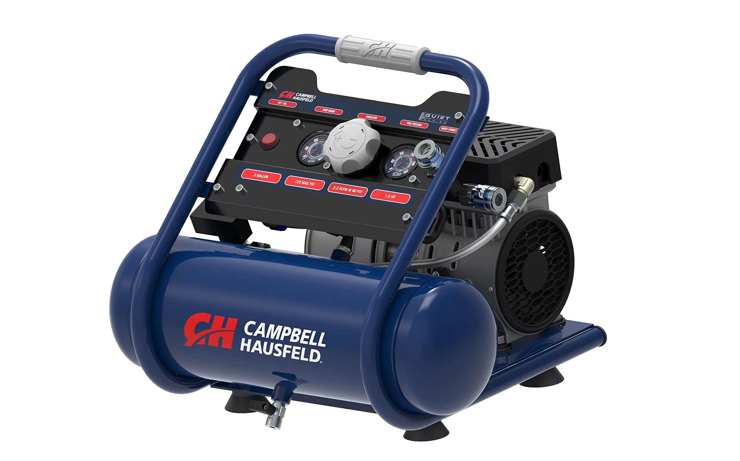 Efficient Air Tools Compressor with Portable, 3.2 SCFM at 40PSI, Quiet 2HP 2 Gal - Blue Model 8F5851