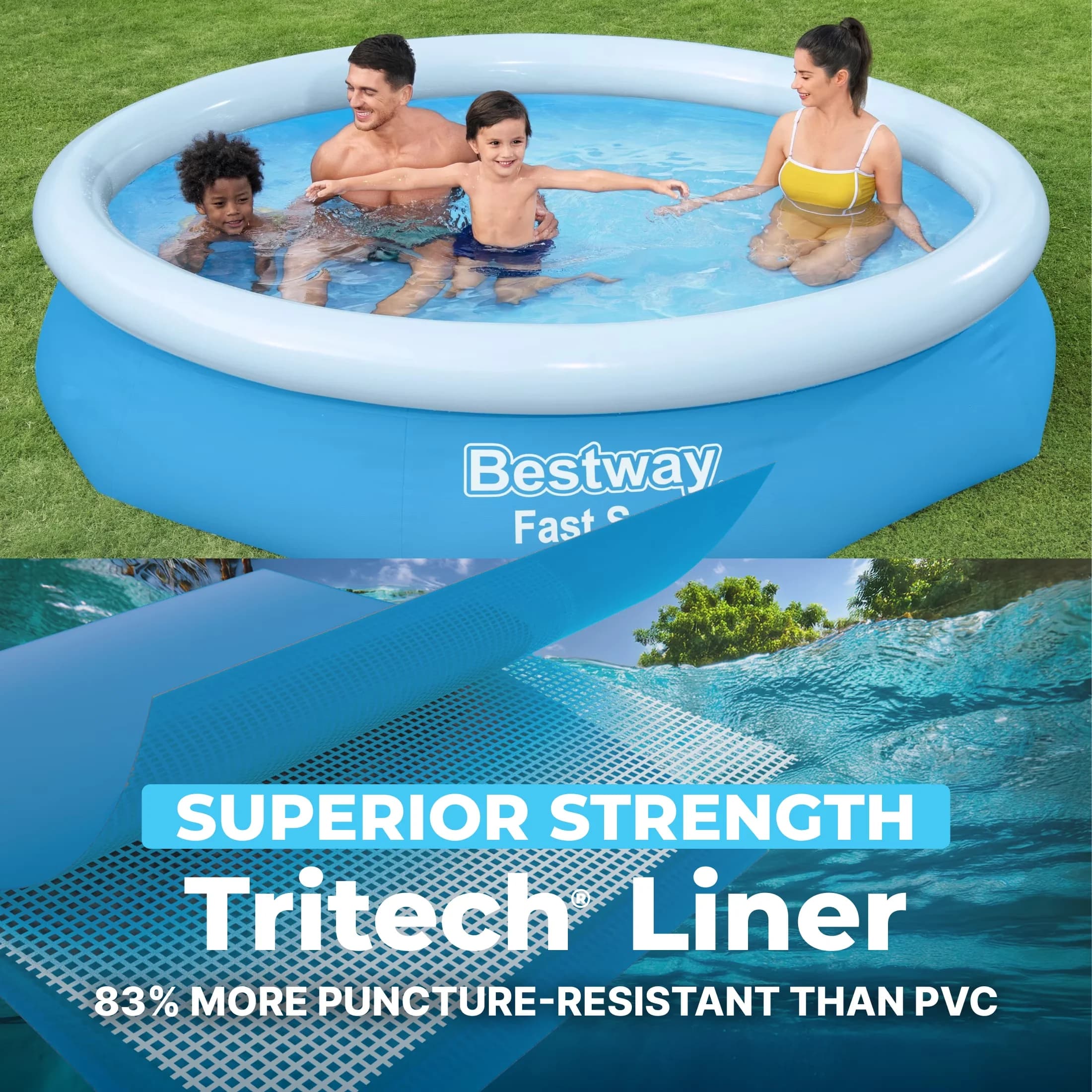 Modern Inflatable Pool with Puncture Resistant, Only - Blue Fast - Space-Saving Design Model 63DB2F