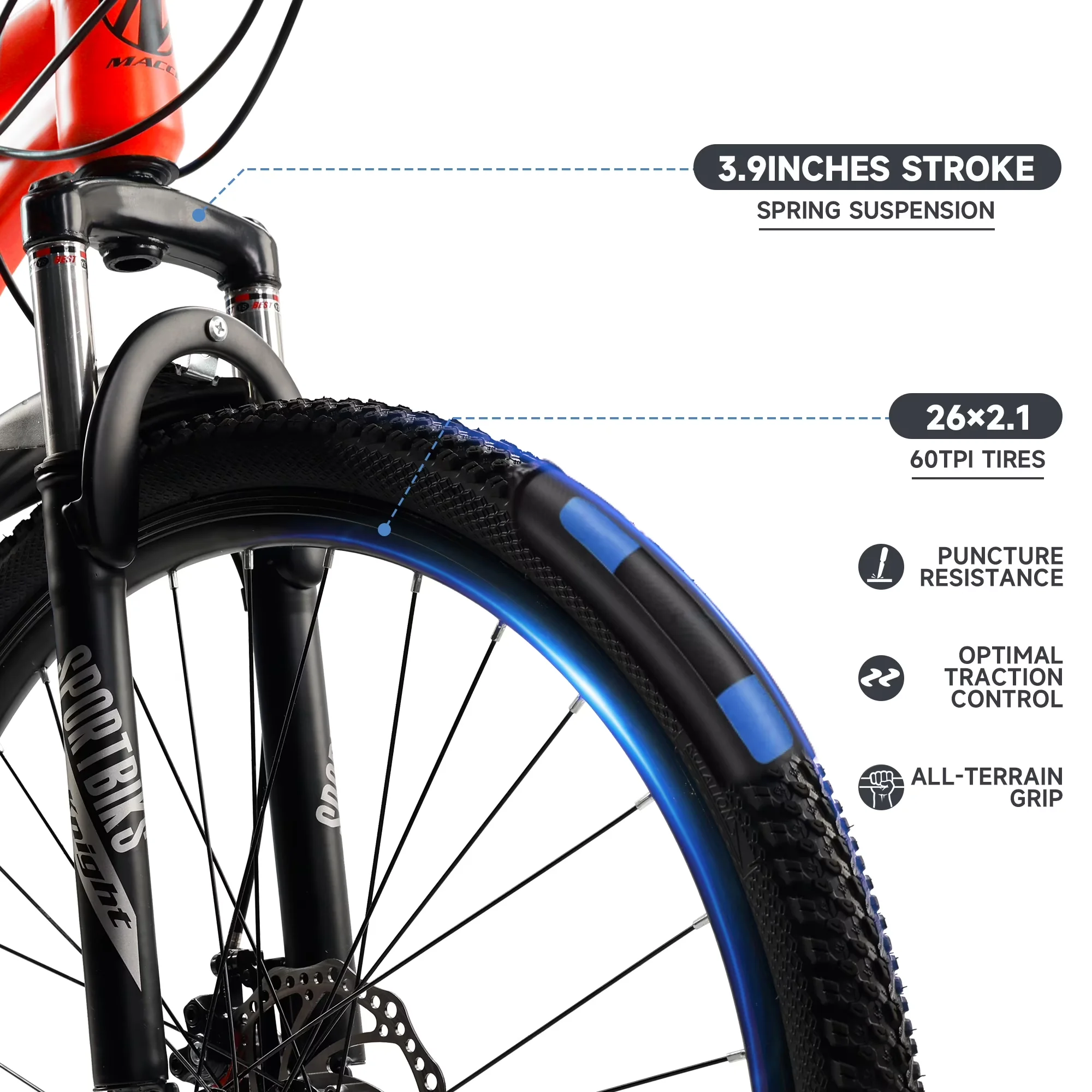 Classic Mountain Bike with Adjustable Speed, Adjustable Seat Height - Red Model 6A3744