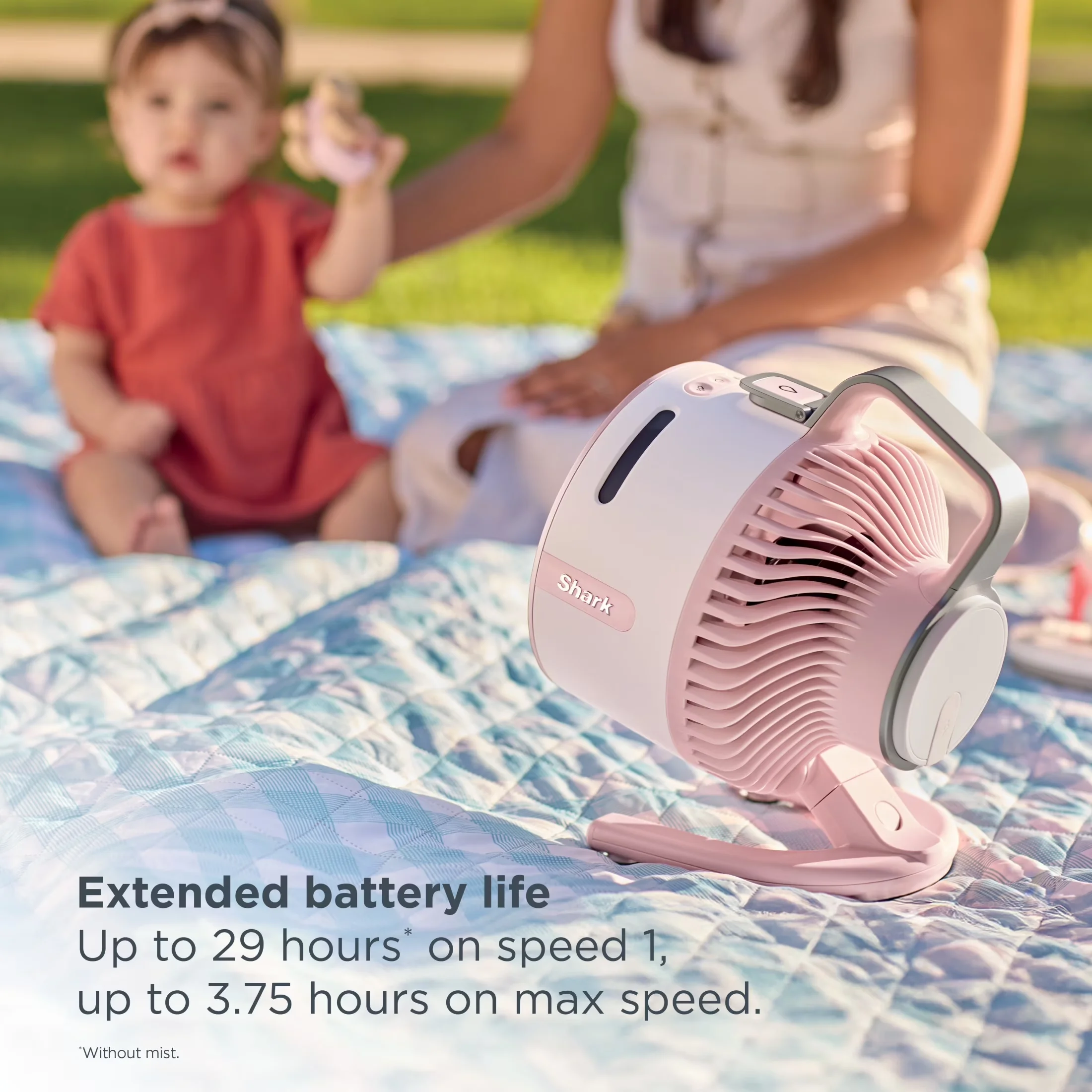 Innovative Fans In Cooling with Battery, Tilt Mechanism, Dry-Touch Evaporative Mist - Plastic Gray Model B05740