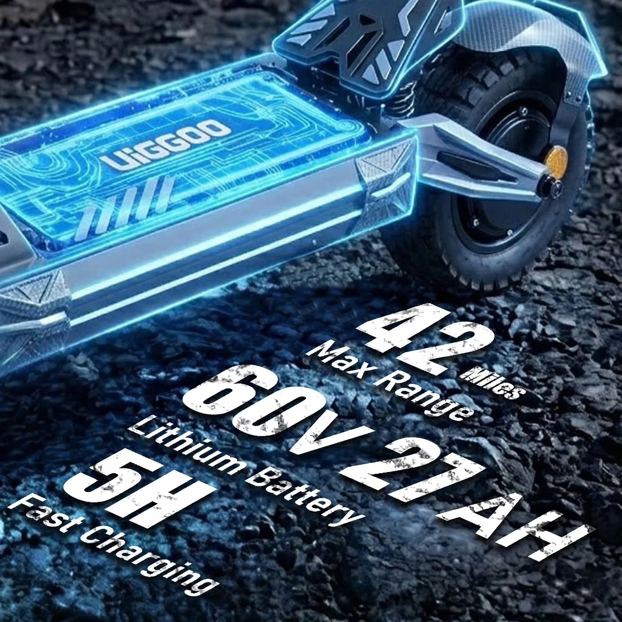 Scooter Classic with 4000W, 60V, K2MAX Dual Motor Electric - Aluminum Alloy + Iron Black Model 1B1F29