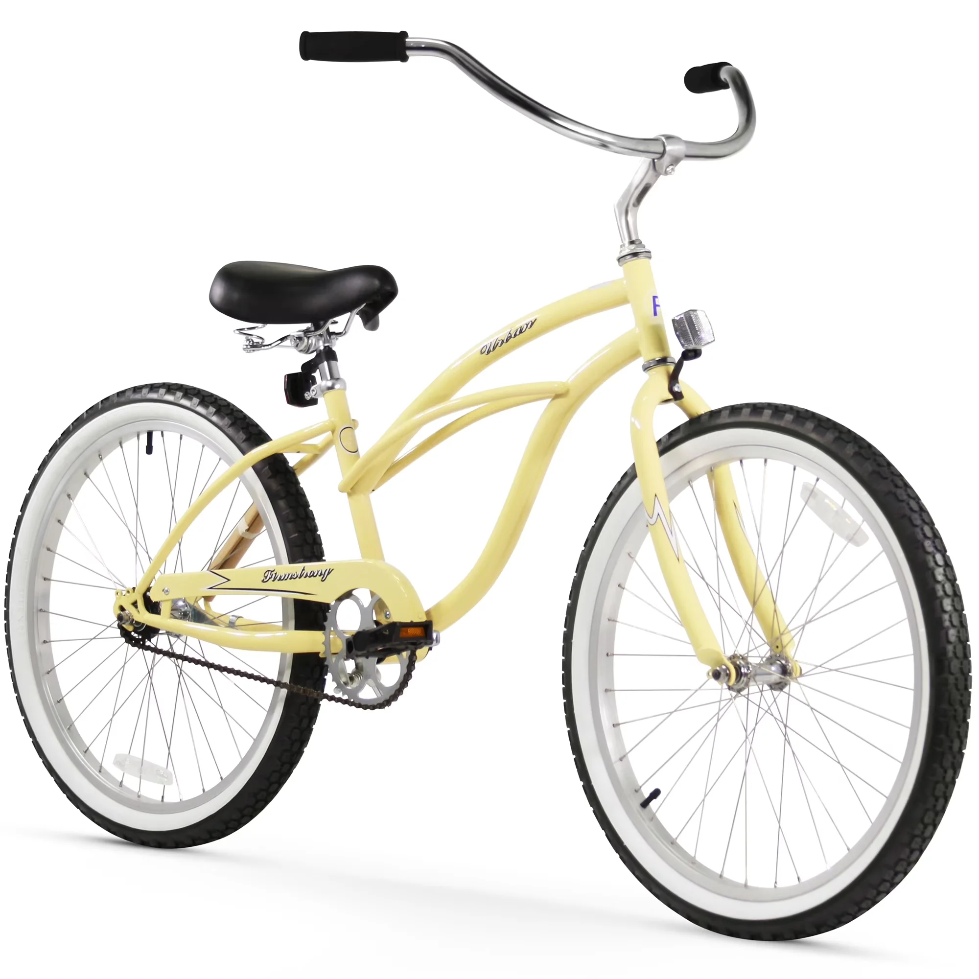 Sleek Cruiser Bike with Holds a maximum weight of 300 lbs., 13.5-Inch Bike Frame - Off-White Model BE8DA5