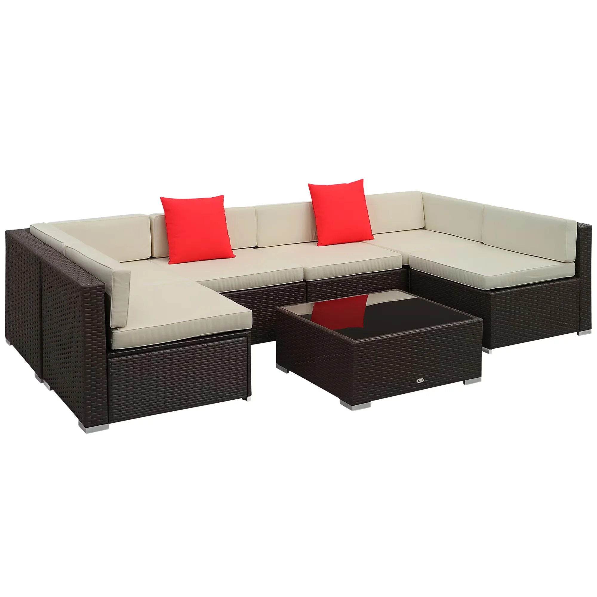 Outdoor Sofas Sectional Efficient with Weather-Resistant, 7 Piece Patio Furniture Set - Steel Frame, Pe Rattan Off-White Model E8F6F3