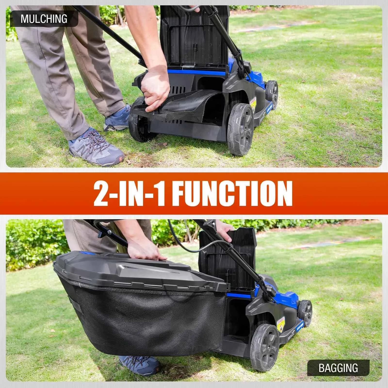 Innovative Push Mower with Battery, 40V, Adjustable Cutting Height - Blue Model BC58AF