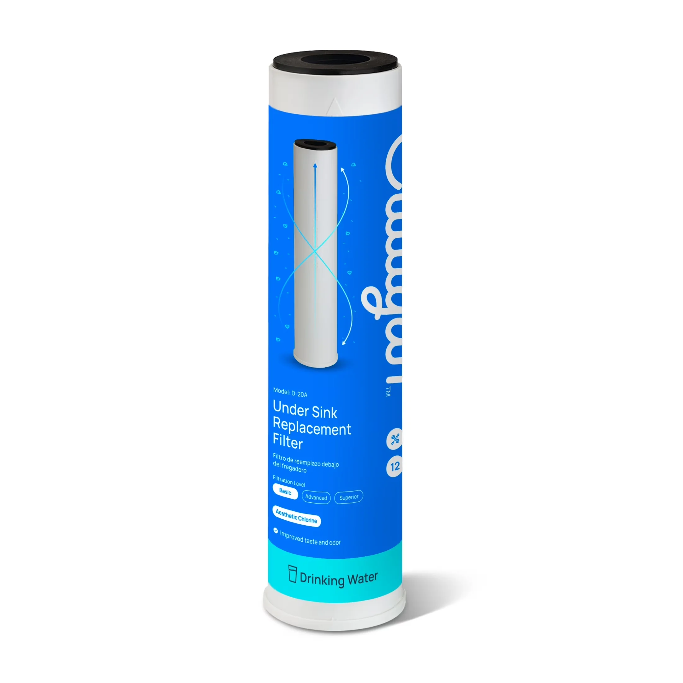Modern Water Filtration with Basic, D-20A Under Sink Filter Replacement - Black Model ED9B02