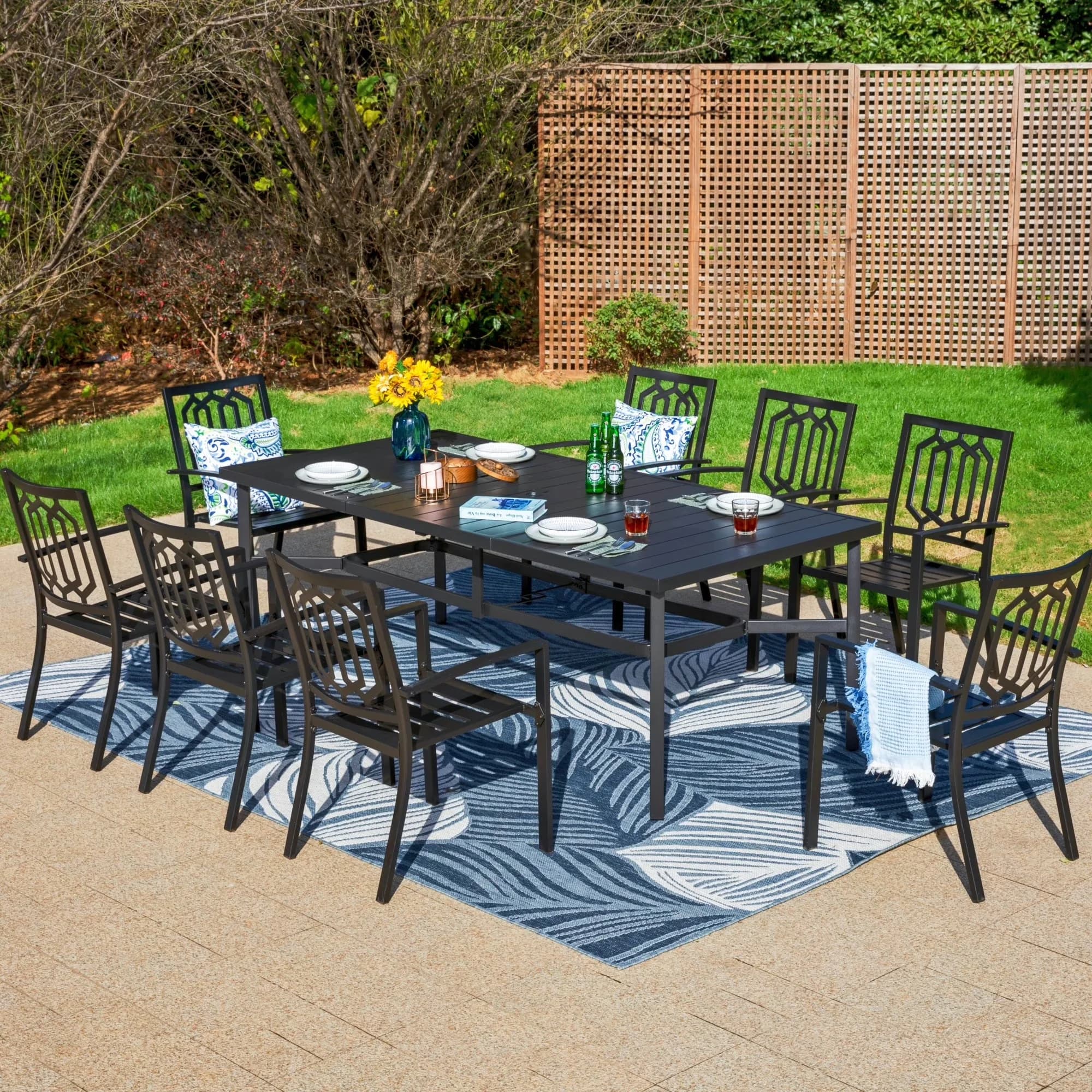 Patio Dining Set Efficient with Contemporary, Modern, Industrial - Steel Black Model FF2E84