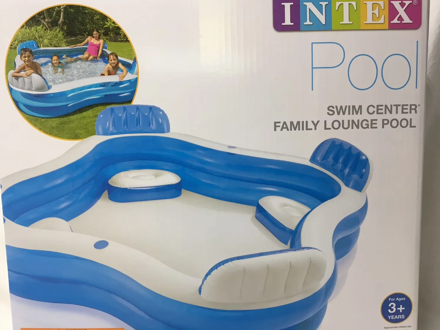 Essential Inflatable Pool with Swim Center Family Lounge, 90" X 90" X 26" Ages 3+ - Model 53C546