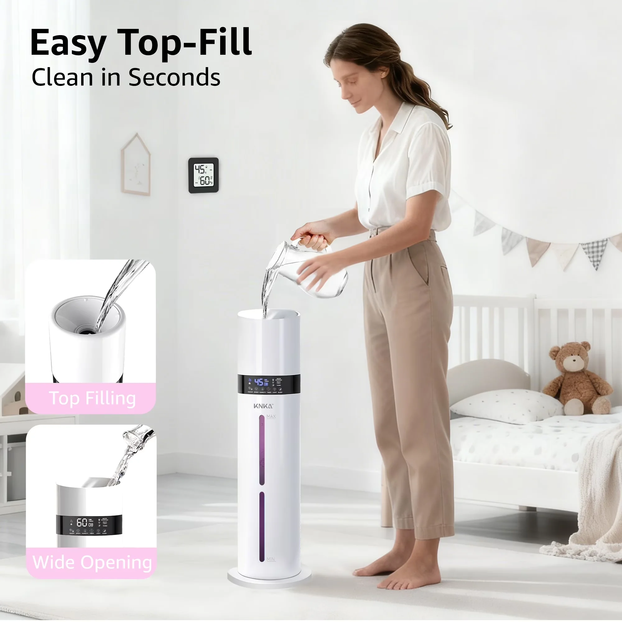 Versatile Humidifier with Adjustable Humidistat for Bedroom - Easy to Use Model 4BEDC9