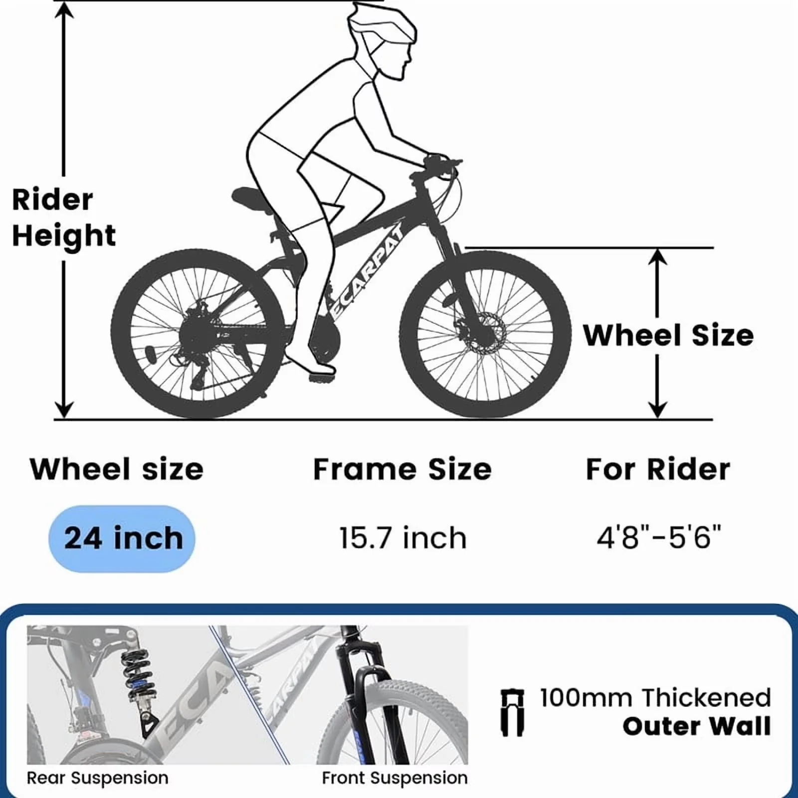 Classic Mountain Bike with Adjustable Speed, High Carbon Steel Frame - Black Model 786189