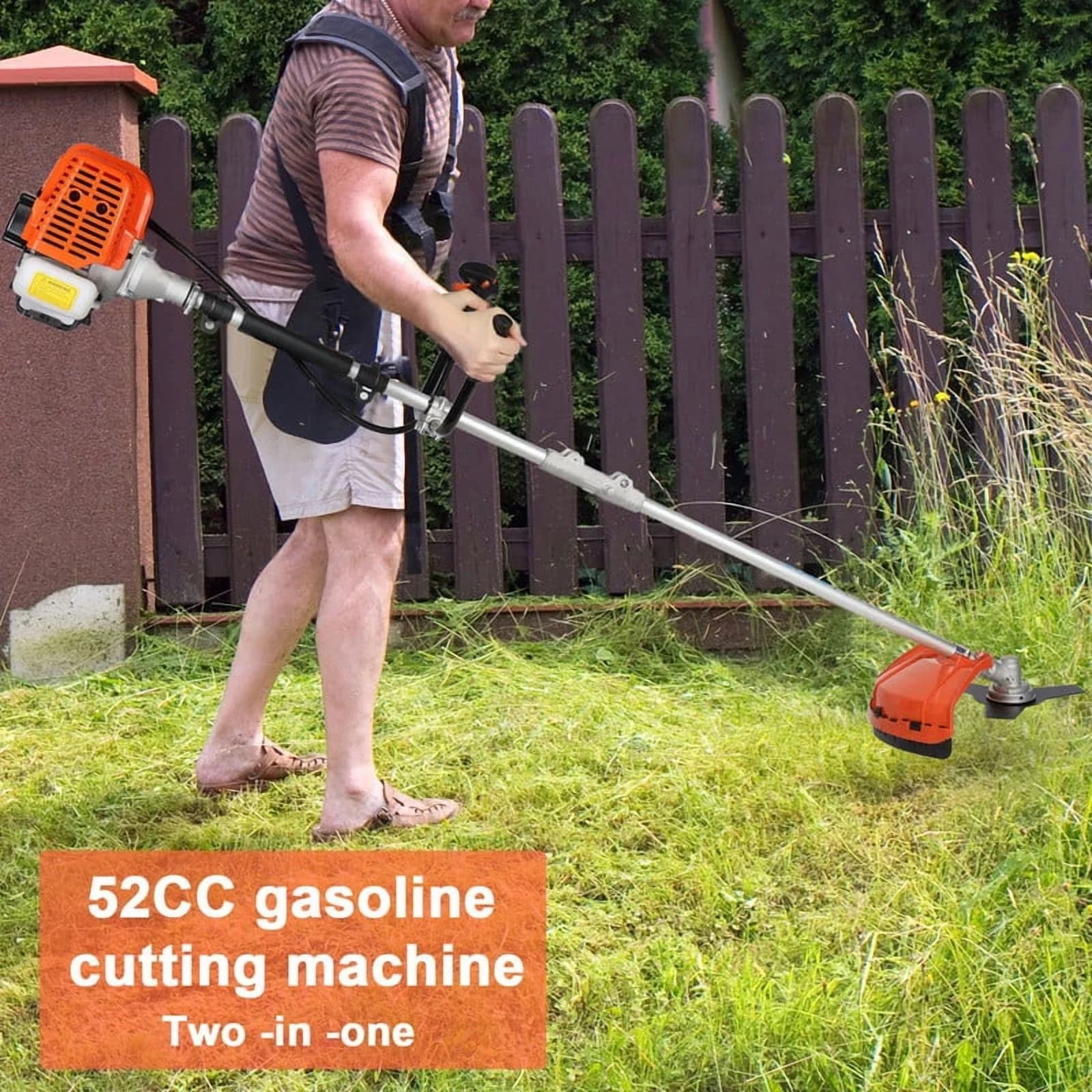 String Trimmer Sleek with 52cc Weed Gas Powered, 270mm 3-Tooth Brush Cutter, 2 in 1 Trimmer/Edger 380mm - Model 135A9A