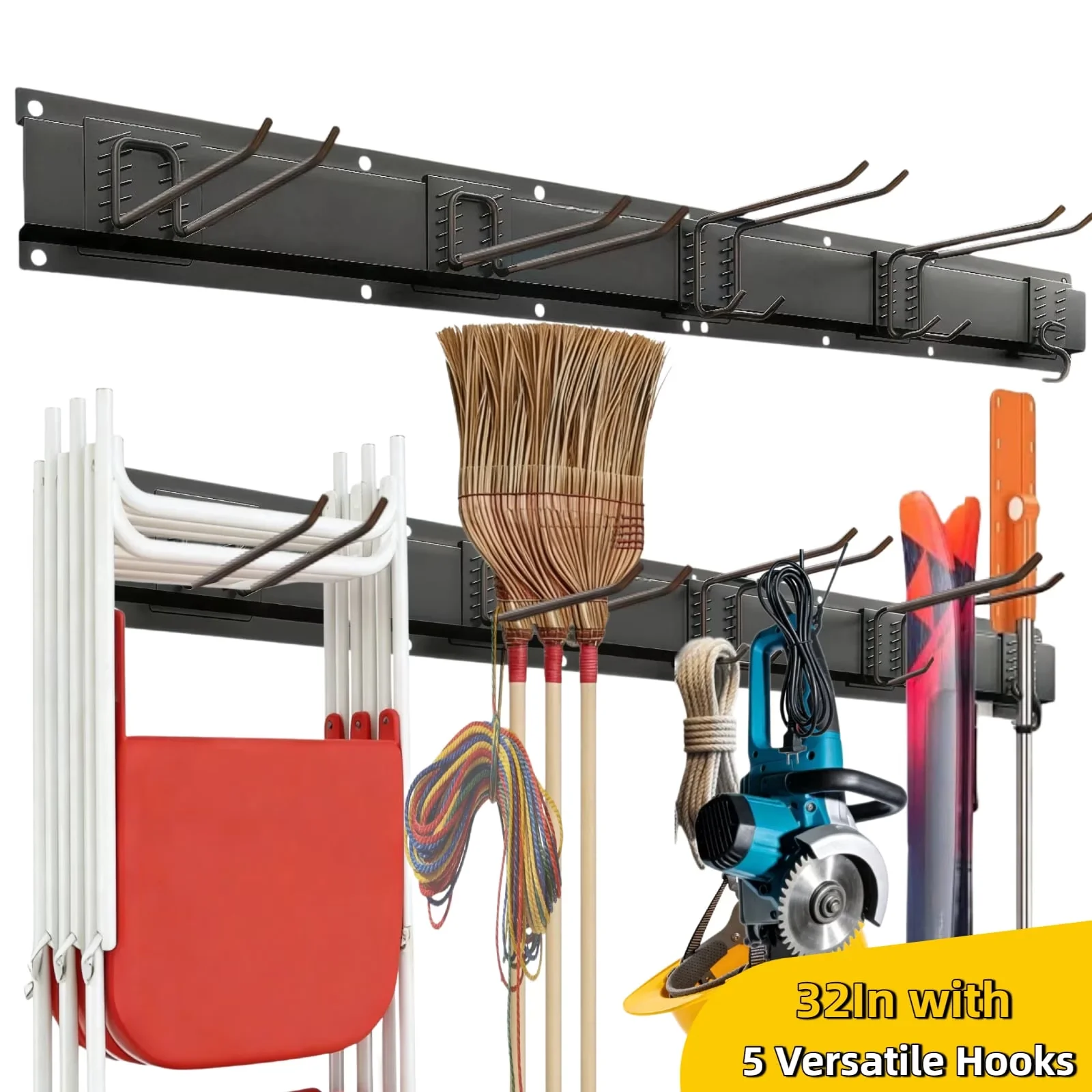 Efficient Toolstorage with Adjustable, Flexible, Wall Mounted Tool Holder - Iron for Garage, Garden Model 315838