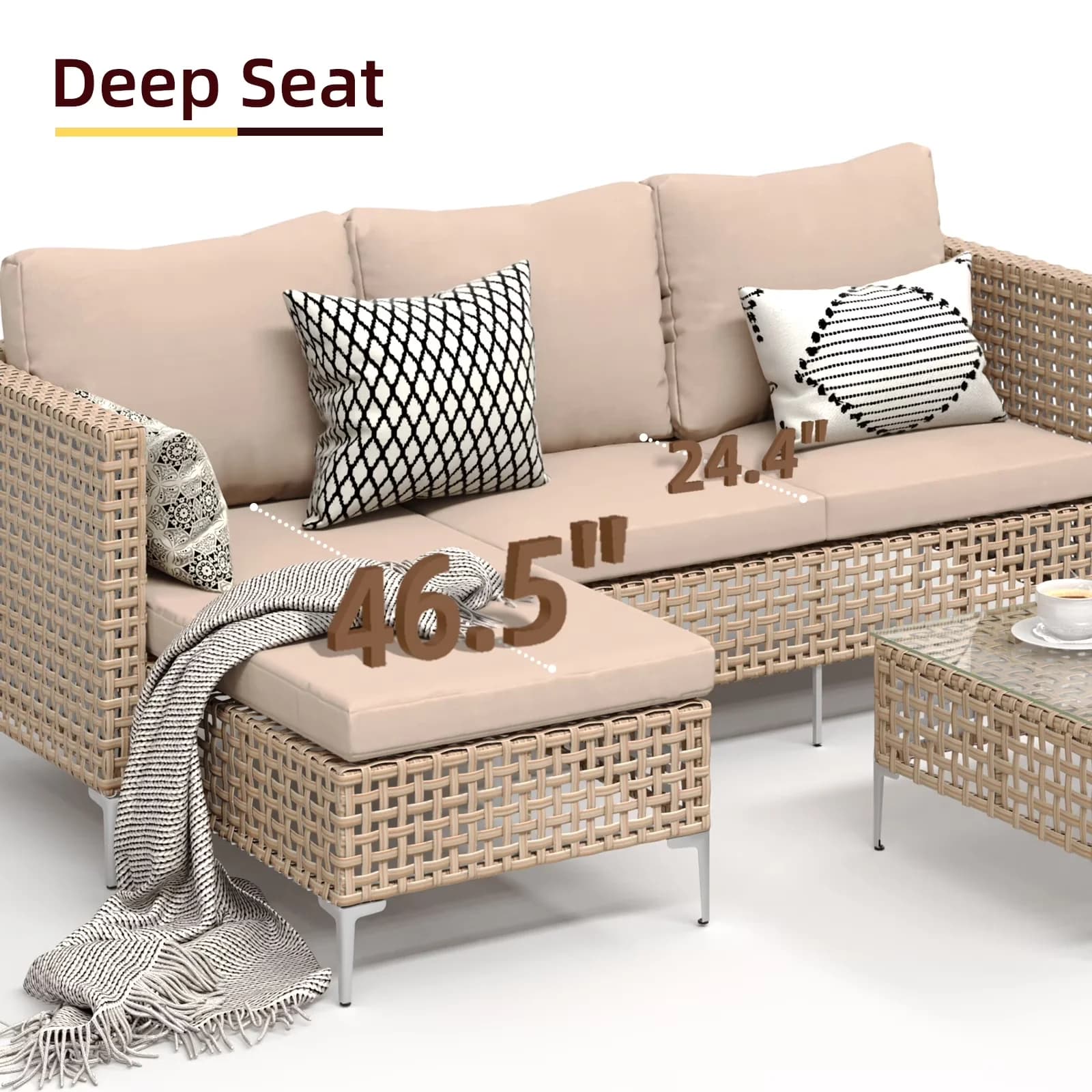 Patio Conversation Set Innovative with Weatherproof, Couch & Coffee Table, Outdoor Wicker - Metal,Rattan Yellow Model C96409