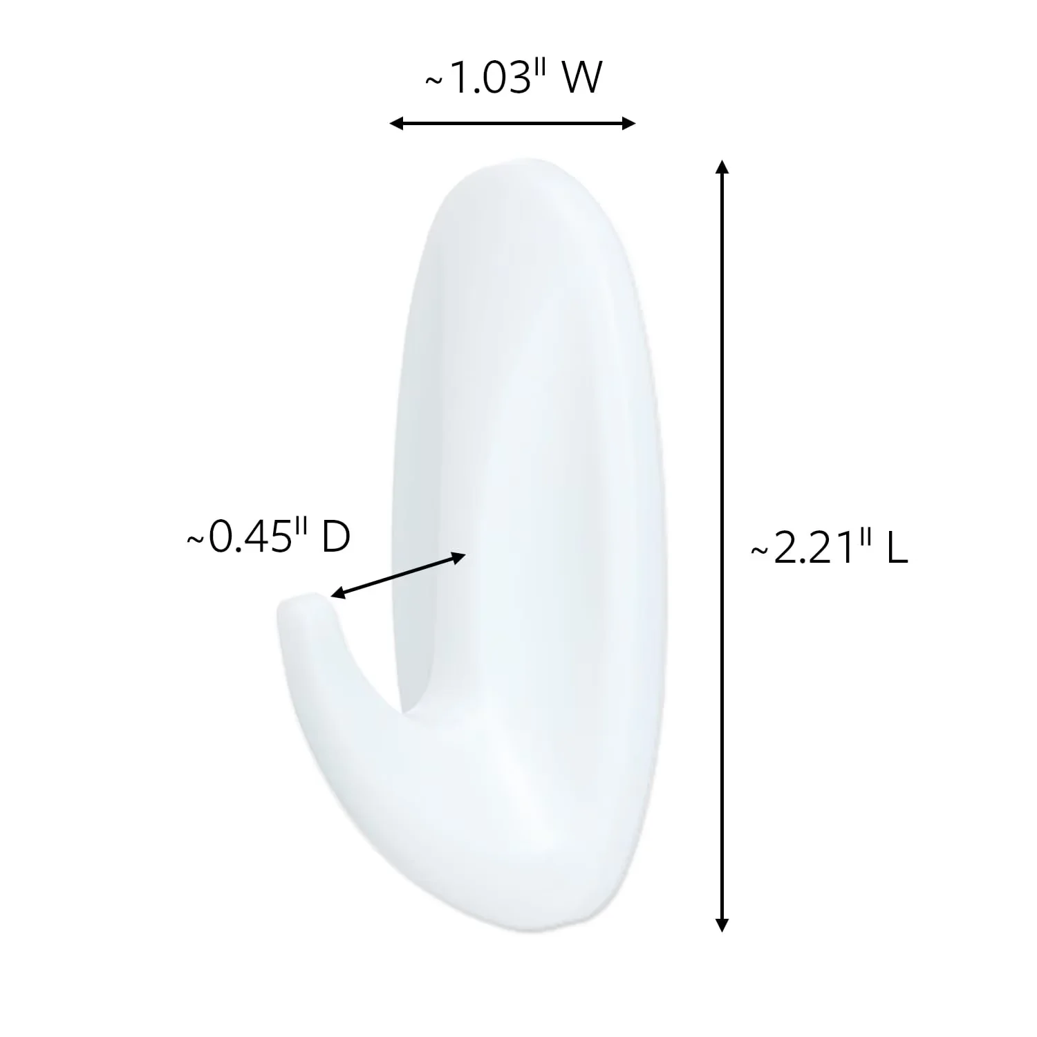 Quality Damage-Free Hanging with Wall-Mountable, White Finish Value Pack, 8 Small Wall Hooks - Plastic S Model 6CB22E