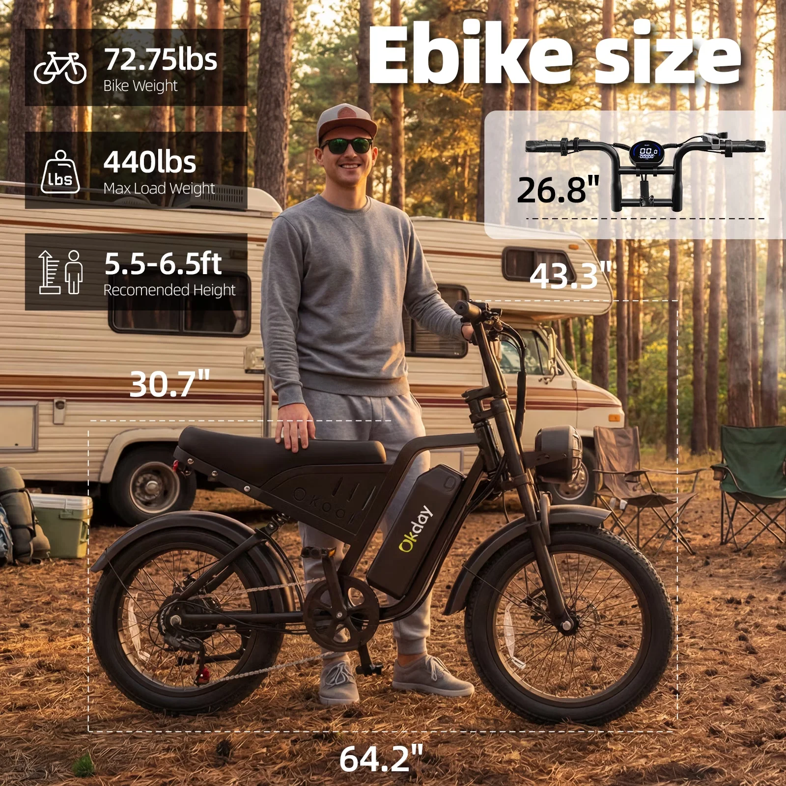 Electric Bike Versatile with Battery, 1500W - Universal Fit Model 9FDE8E