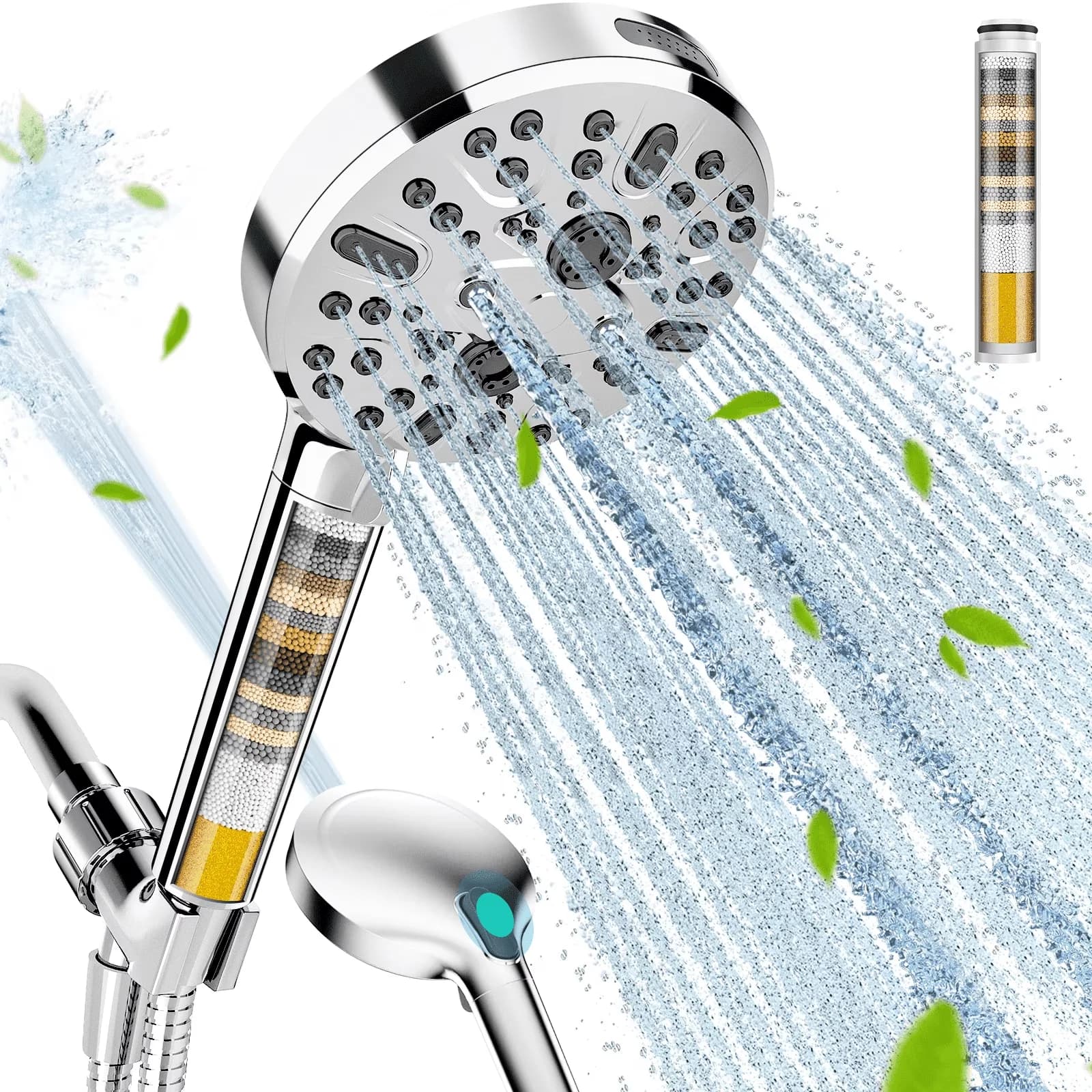 Reliable Shower Head with Easy To Clean, Easy To Install, Filtered - Silver Model 909C27