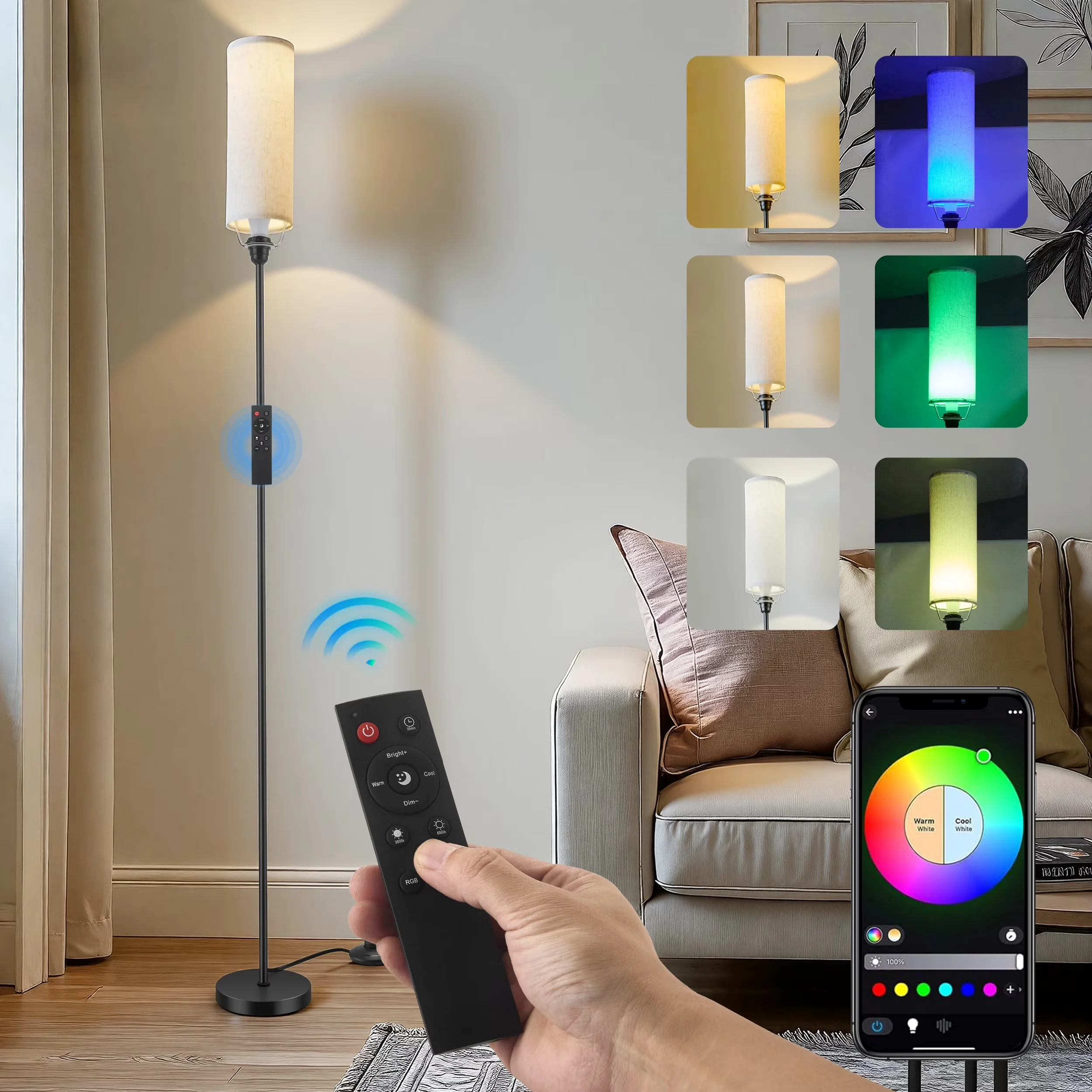 Innovative Floor Lamp with LED, 9W, 68.1” Dimmable Standing Tall - Multicolor Model A6DED0