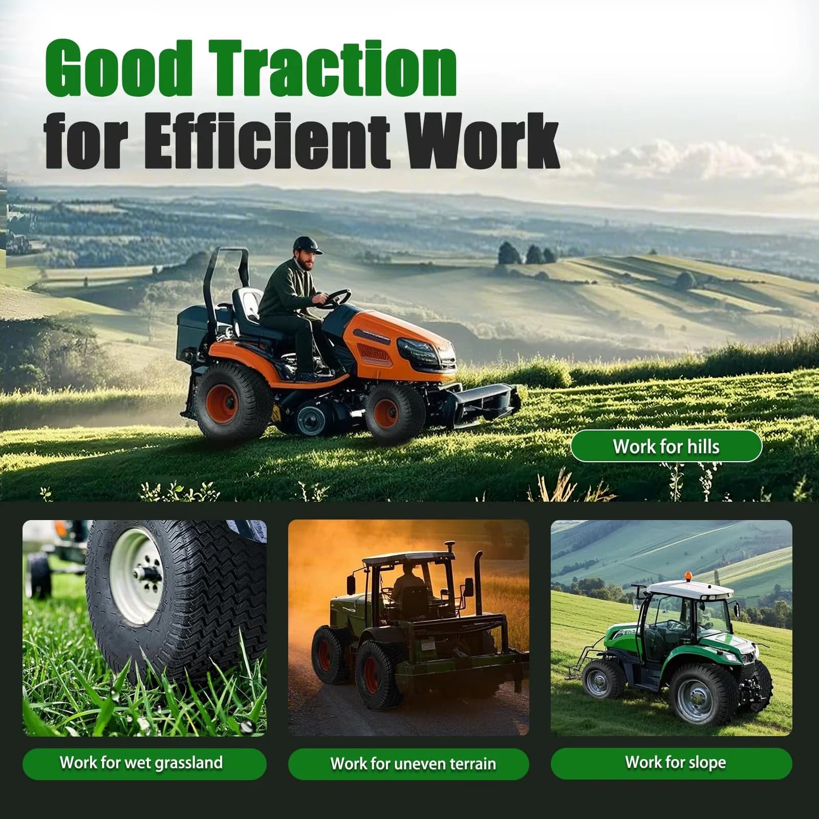 Compact Lawn Mower Tire - 4PR - Commercial Quality Model A161D9