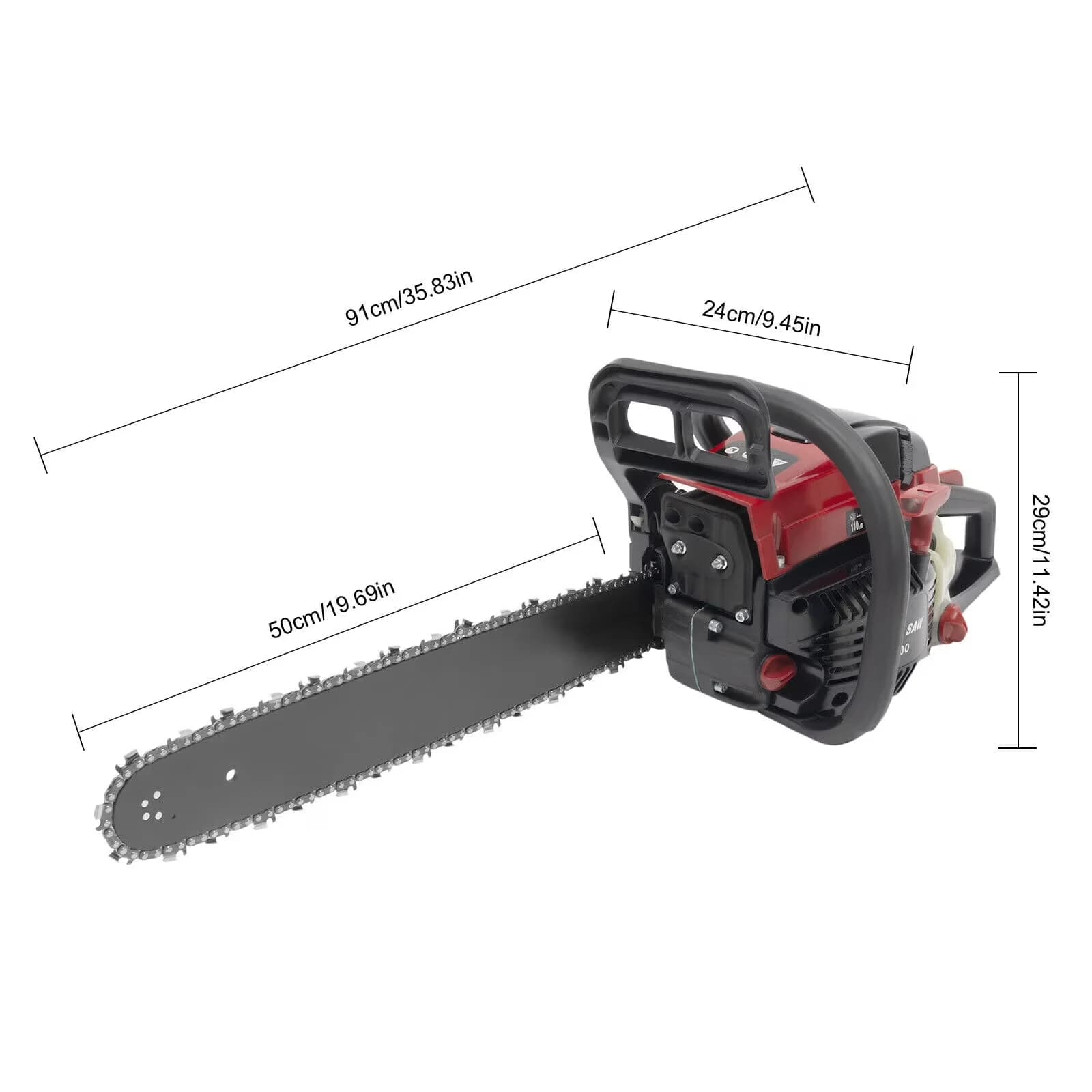 Chainsaw Stylish with Chain Brake, Safety Features - Black 20 - Built to Last Model ACC59D
