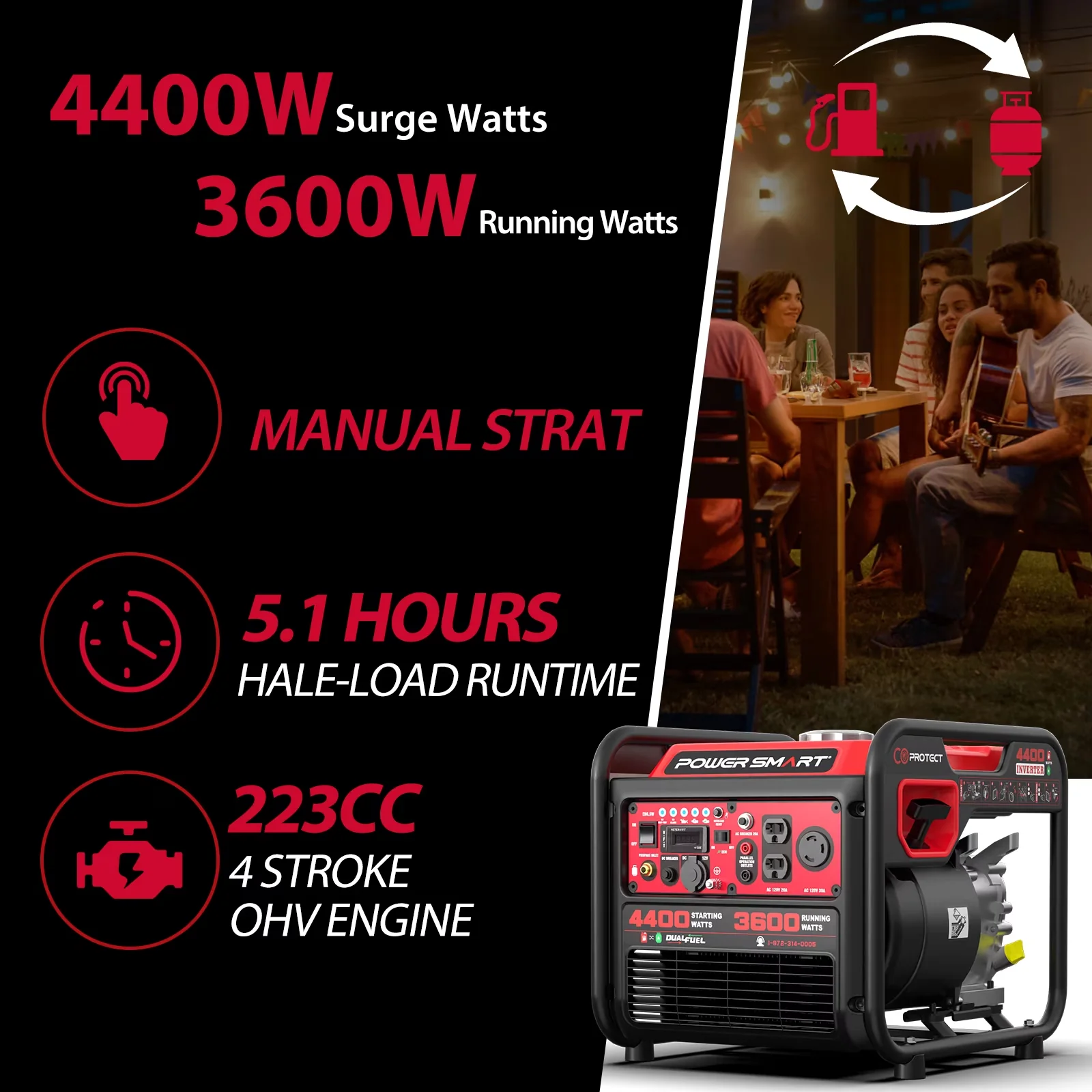 Quality Generator with 4400W, Co Shut-Off - 4400 - Compact and Portable Model 535E3D