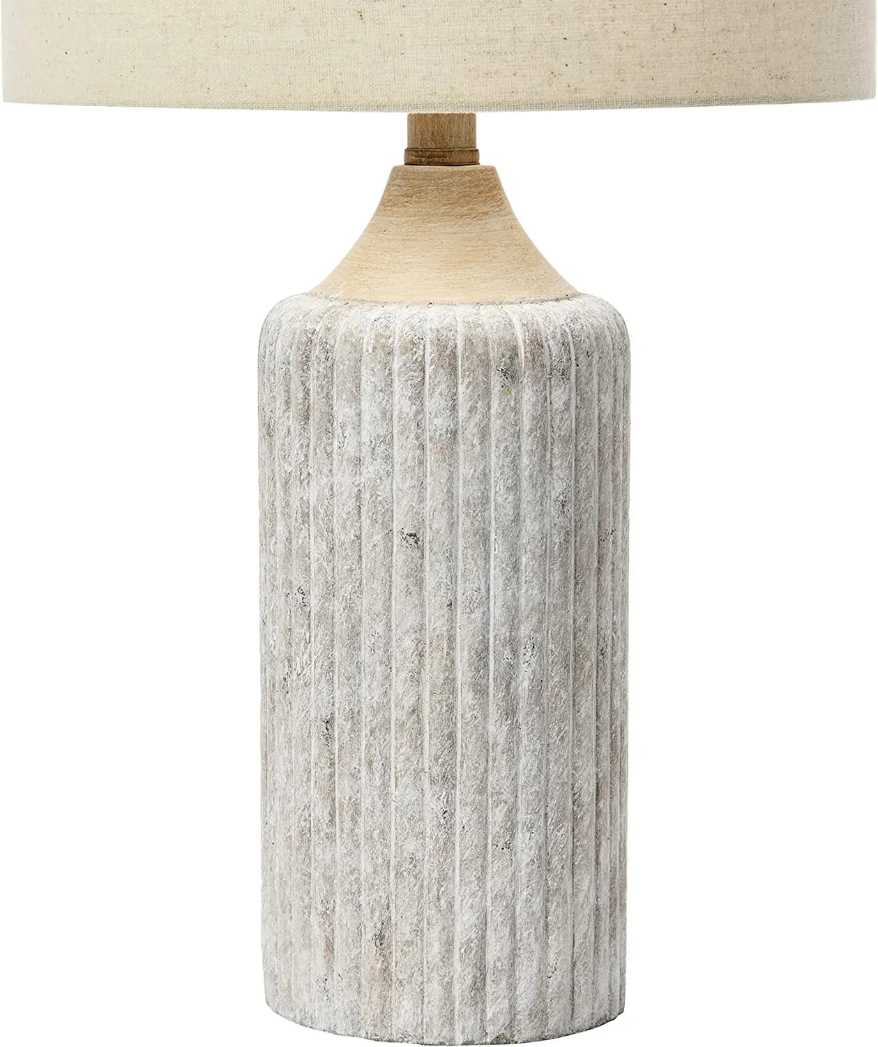 Classic Table Lamp with Incandescent, Modern, 12" Round Cement Desk - Stone White Model 5BB839