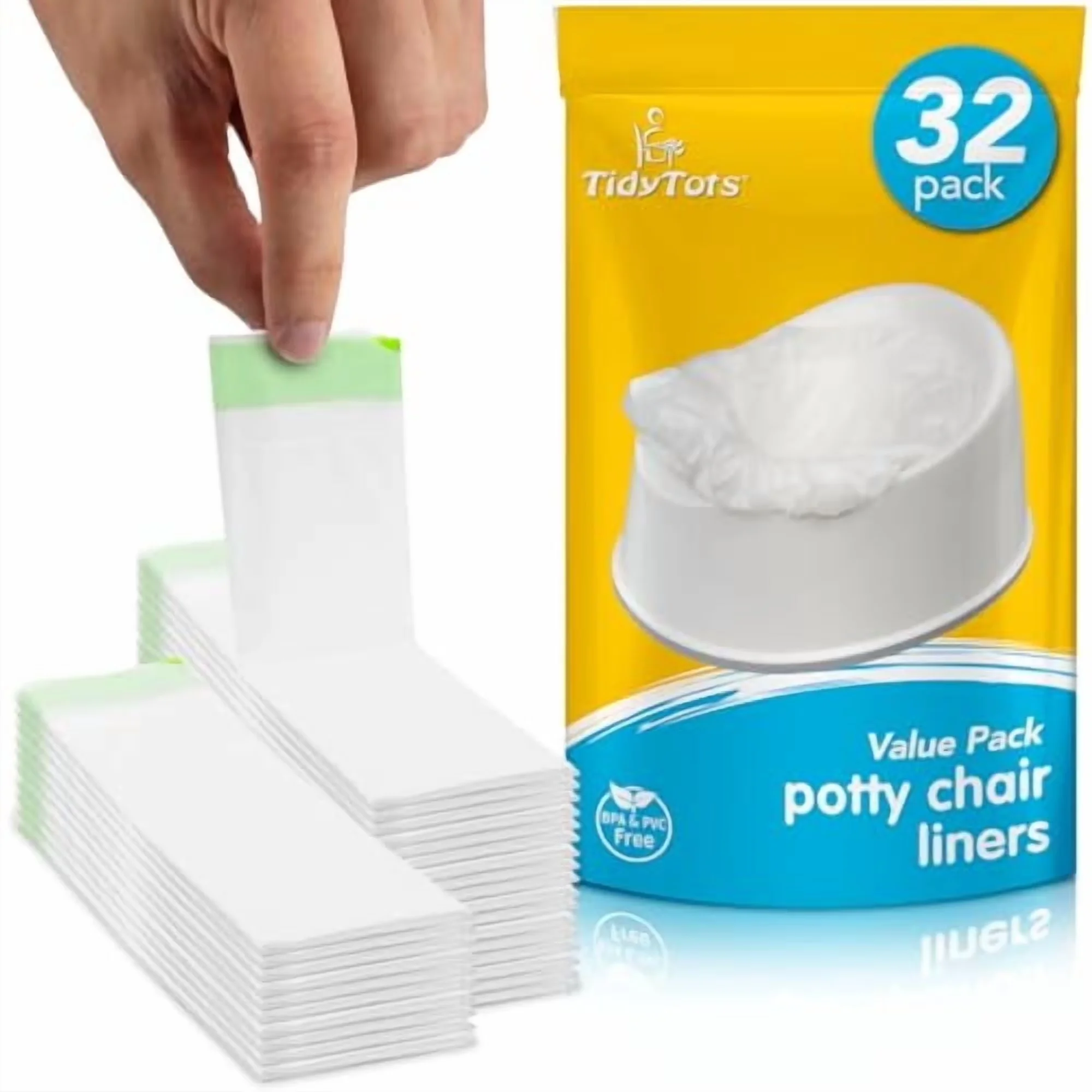 Toilet Seats And Lid Essential with Value Pack includes 32 liners, Child potty liners are easily disposable, They fit most potty... Model 076F4B