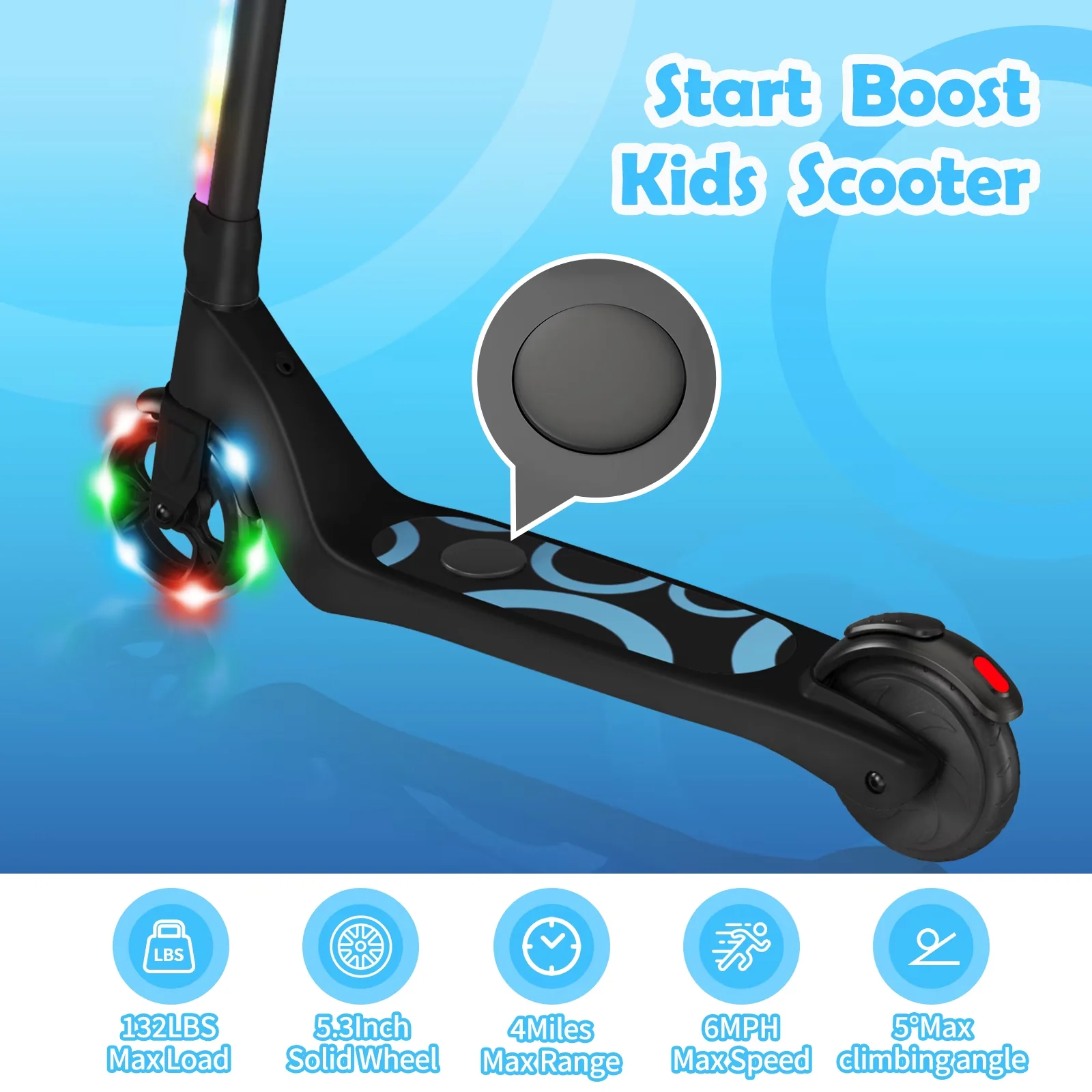 Innovative Scooter with Battery, LED, 80W - Aluminum + Polyurethane Black Model D24113