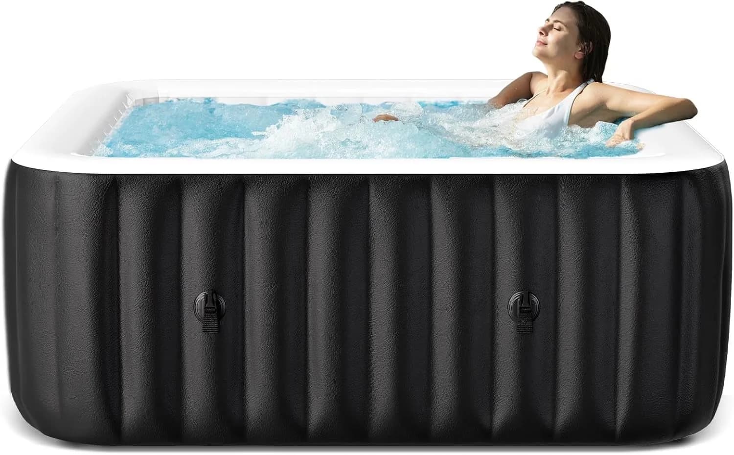 Durable Hot Tub with LED, Energy Efficient, 73 inch Outdoor Inflatable - Black Model C26945