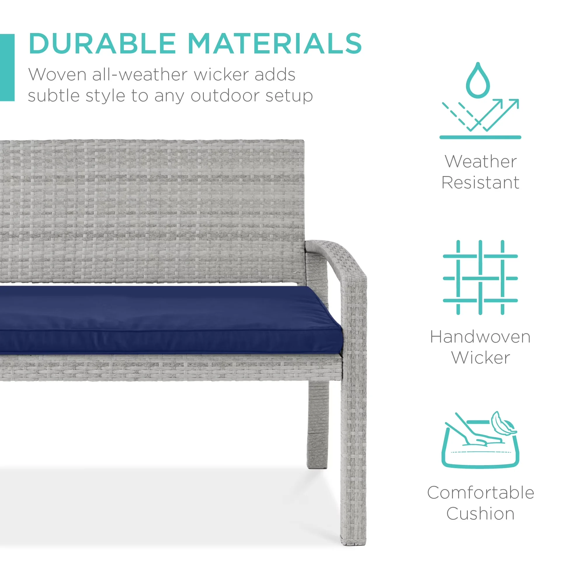 Innovative Patio Chair with Weather-Resistant, Gray/Navy - Steel, Wicker Gray Model 5A1F14