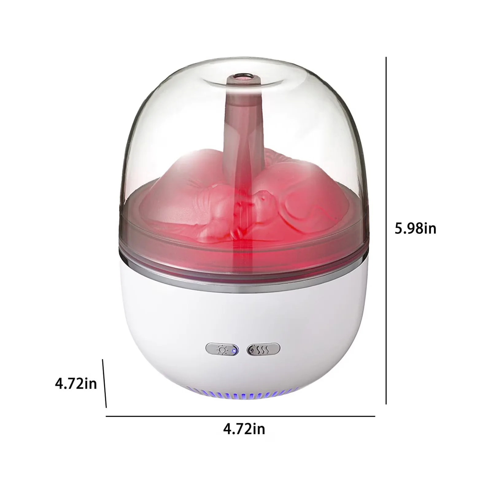 Stylish Humidifier with Light Modes, Night Light, Mist Mode - Plastic White for Bedroom, Large Model 4B9055