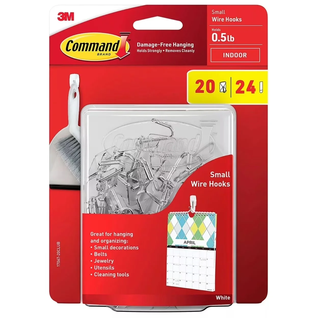 Sleek Damage-Free Hanging with Easy Installation, Metal White, 2''W - Multicolor Plastic Model 64CBFB