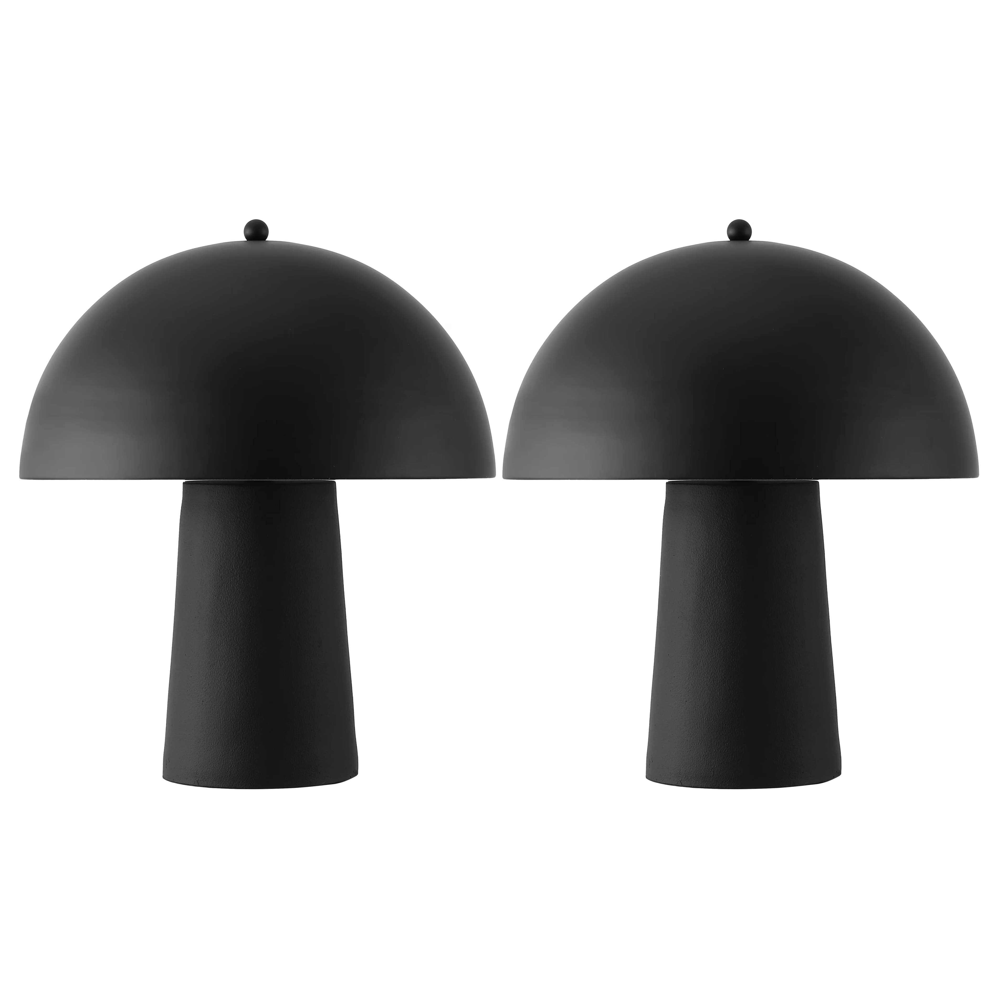 Essential Lamp Set with LED, Modern, Serra 15" Modern Resin Table - Black Resin Model 0CC82B