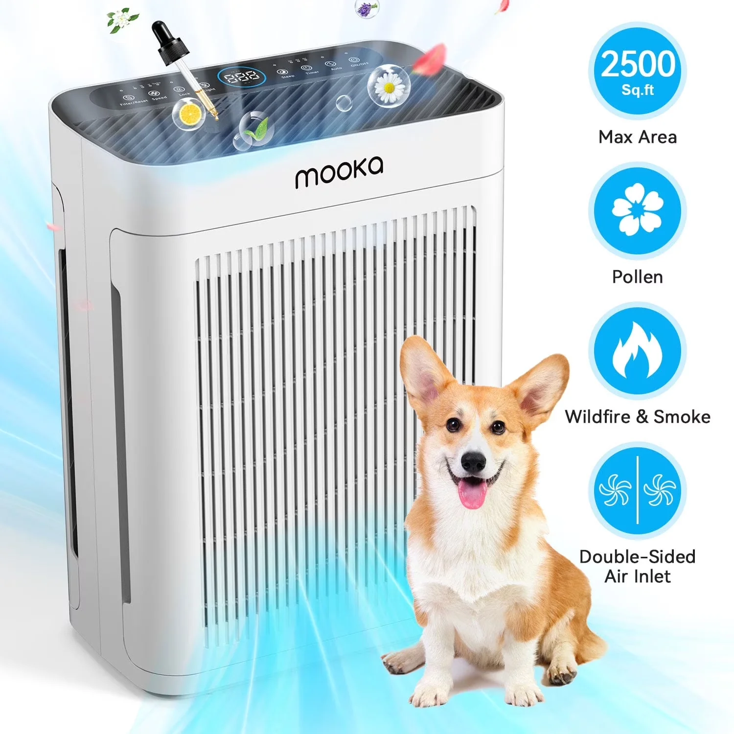 Air Purifier Durable with Variable Speed, Automatic Shut-Off, Application: Home/ Office - White Model E6DFFC