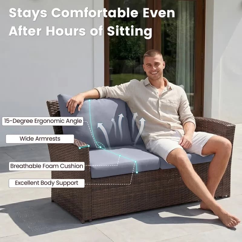 Efficient Outdoor Sofas Sectional with Weather-Resistant, Modern - Wicker Gray Model 4C4F03