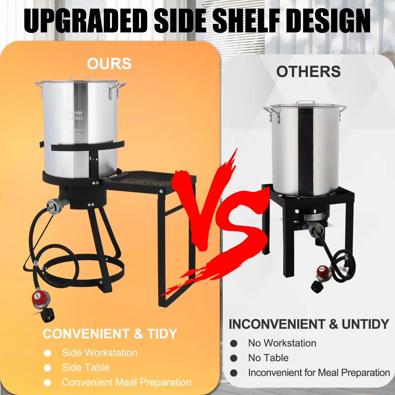 Outdoor Fryer Stylish with 54000 BTU, 30QT Turkey, Side Table 54000 BTU (Silver) - Silver Model 8BD91B