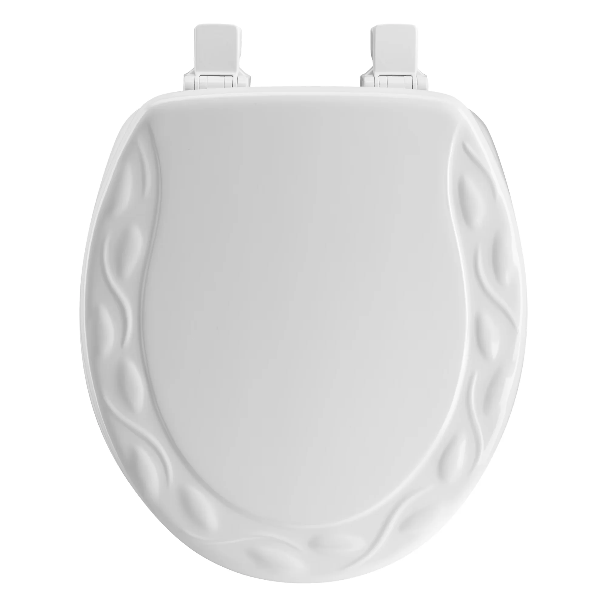 Durable Toilet Seats And Lid with Seat Secure, Quick Release - White Enameled Wood Model 667D7D