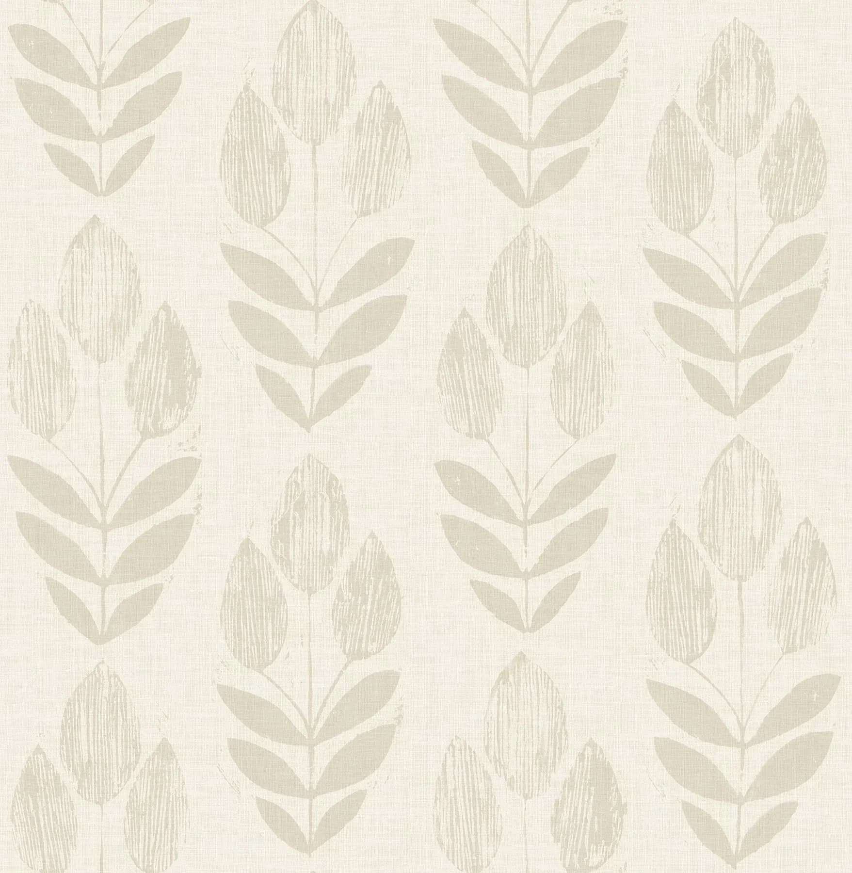 Classic Wallpaper with Removable, Off-White Folk Tulip Peel & Stick - Vinyl Cream Model 83D4C1