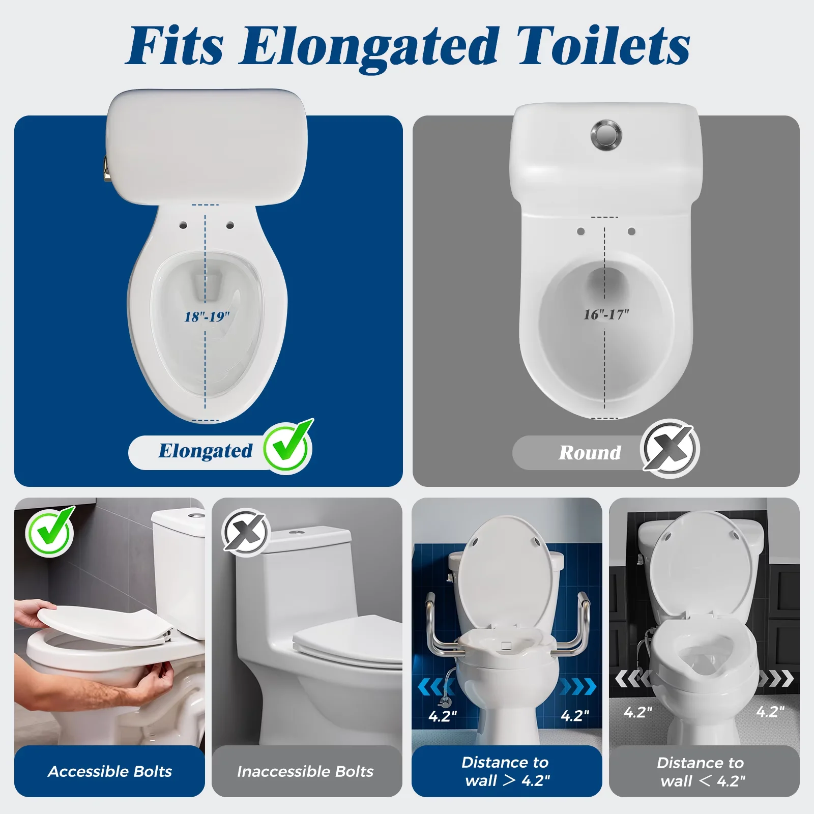Reliable Toilet Seats And Lid with Grab Bar, Ergonomic, Adjustable Flow Rate - White Abs Model BCF8BD