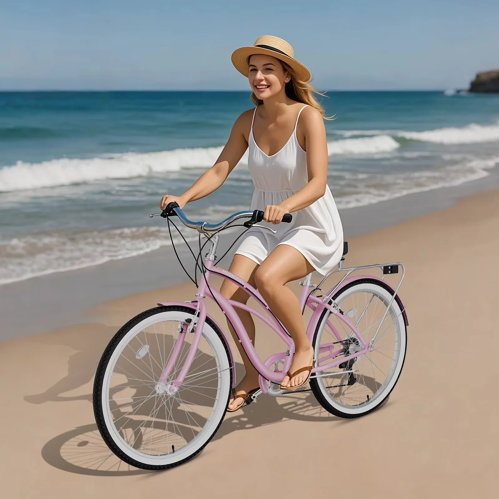 Professional Cruiser Bike with Adjustable Handlebar Height, Adjustable Seat, Adjustable Seat Height - Y-Pink Model AE6D43
